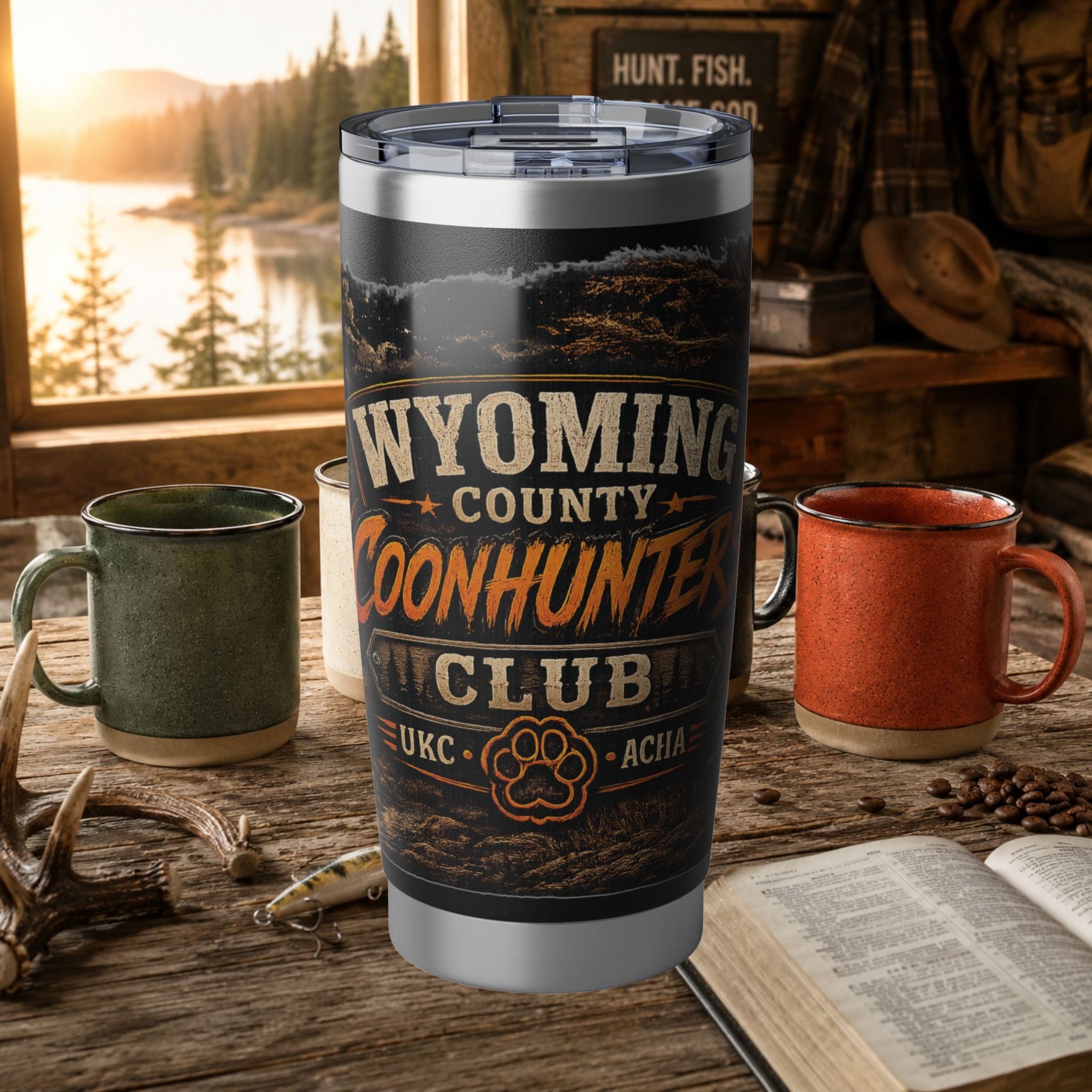 Coonhunter Club 20oz Tumbler — Wyoming County Outdoor Hunting Travel Mug