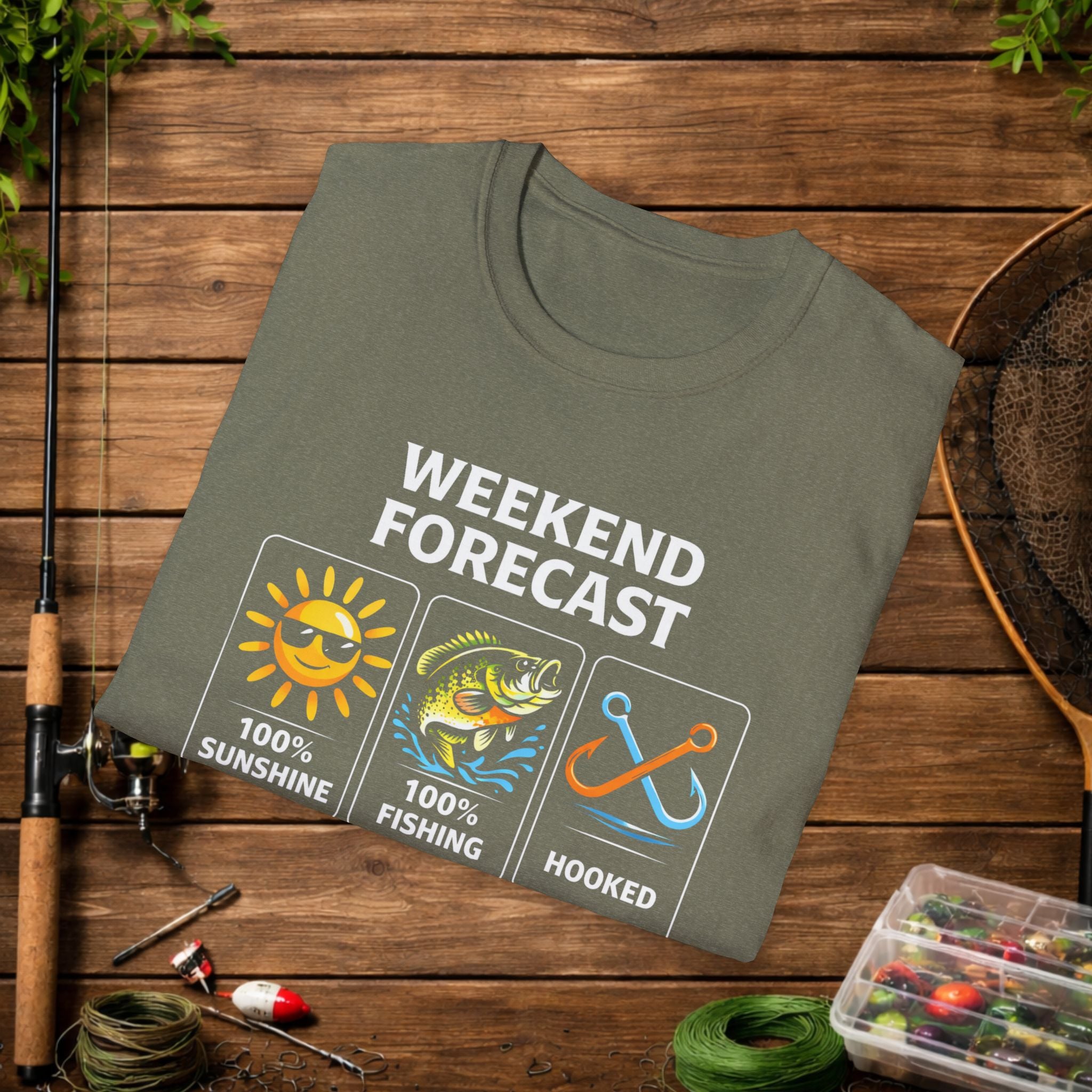Weekend Forecast Fishing Shirt – Funny Fishing Weather Graphic Tee