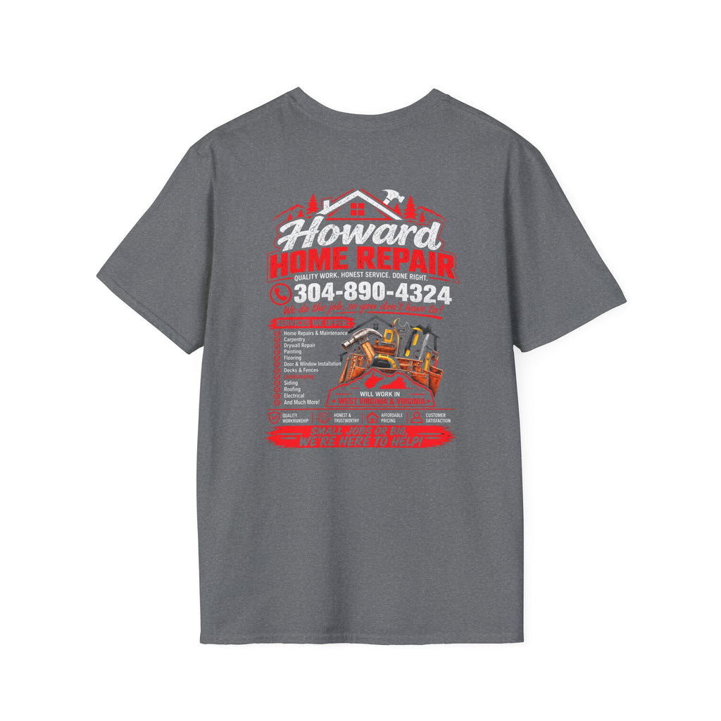 Home Repair T-Shirt — Howard Home Repair Crew Tee with Phone Number