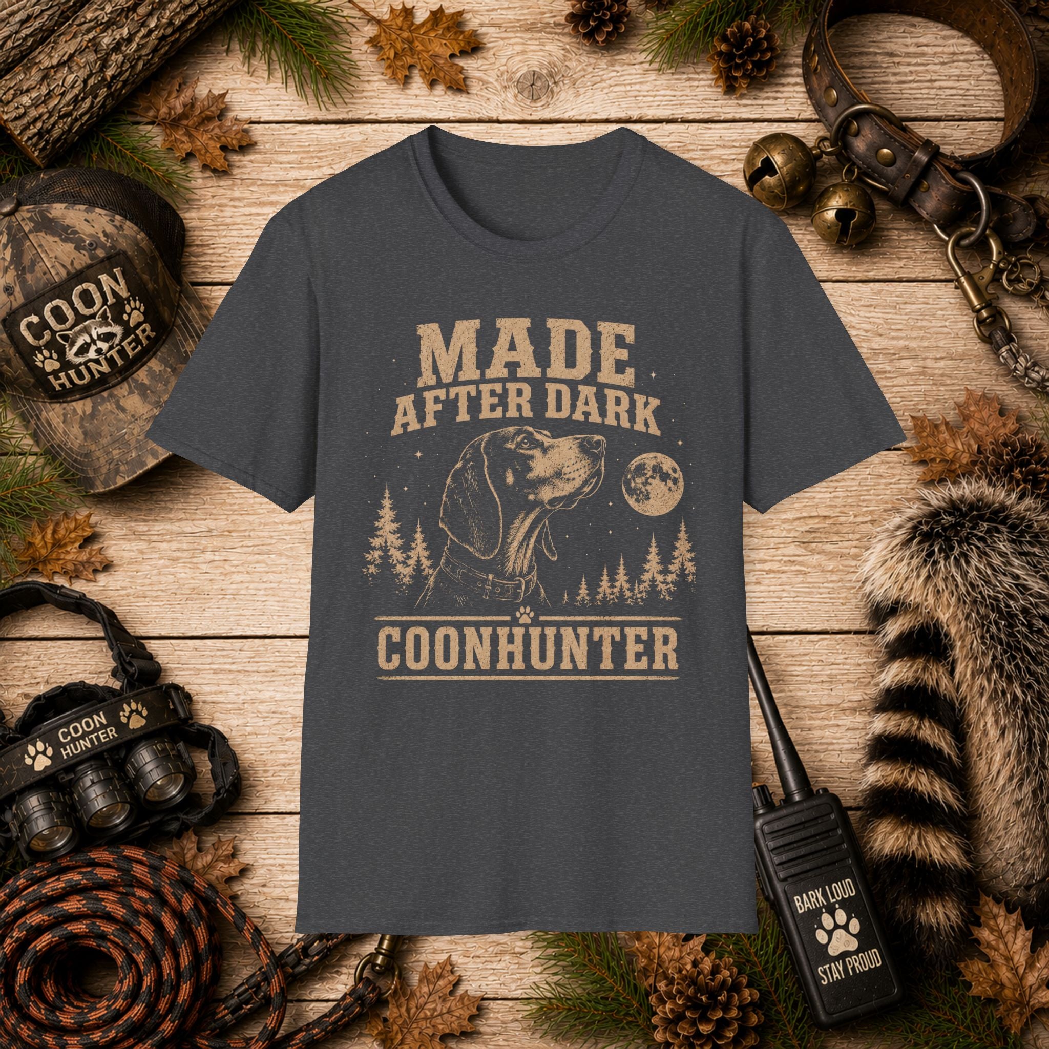 Made After Dark Coonhunter T-Shirt | Vintage Night Hunting Coonhound Tee | Wild Wonderful Wear