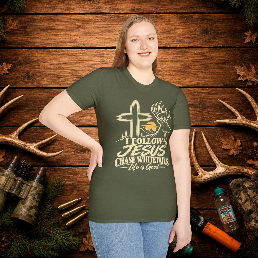 I Follow Jesus Chase Whitetails T-Shirt | Christian Hunting Shirt