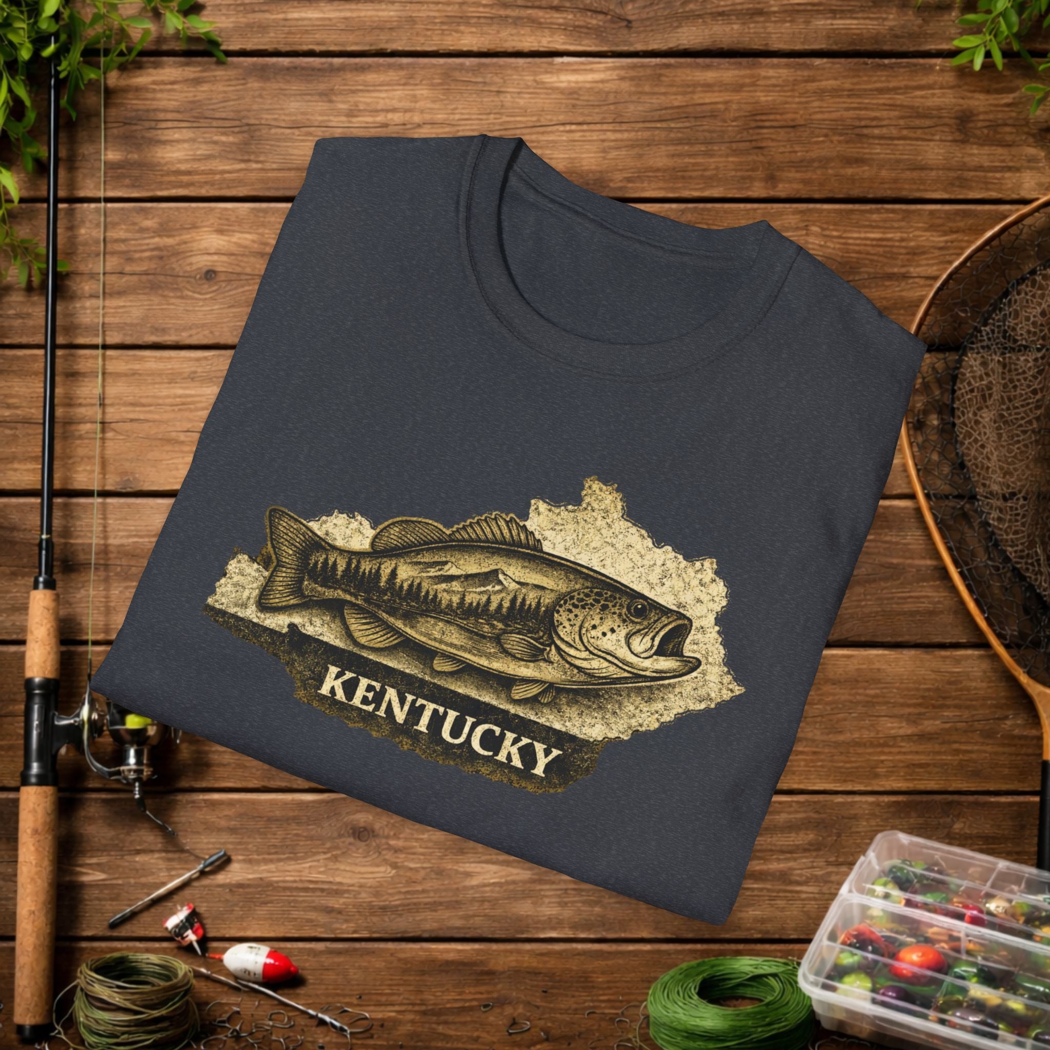 Kentucky Bass Fishing Shirt – Vintage Kentucky Angler Tee – Largemouth Bass Fishing Apparel – Fisherman Gift