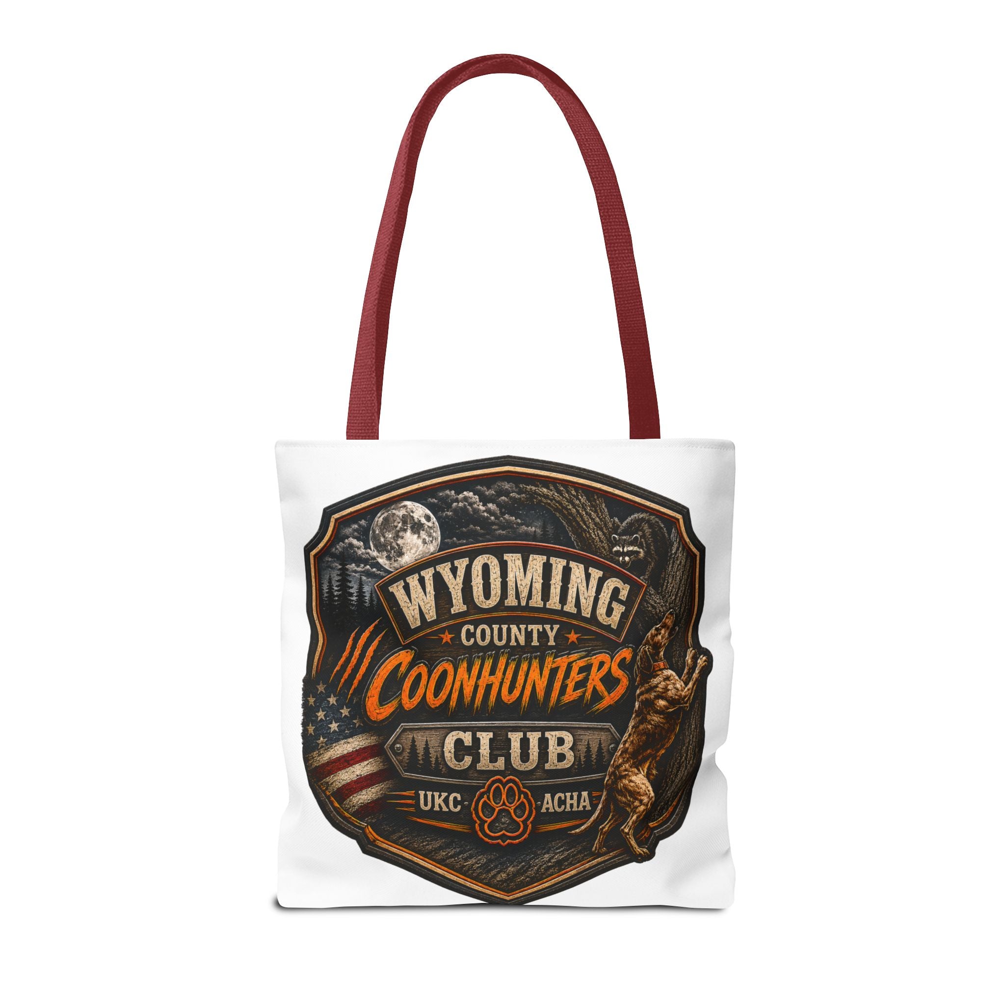 Coonhunters Club Wyoming Tote Bag — Vintage Hunting Patch Design