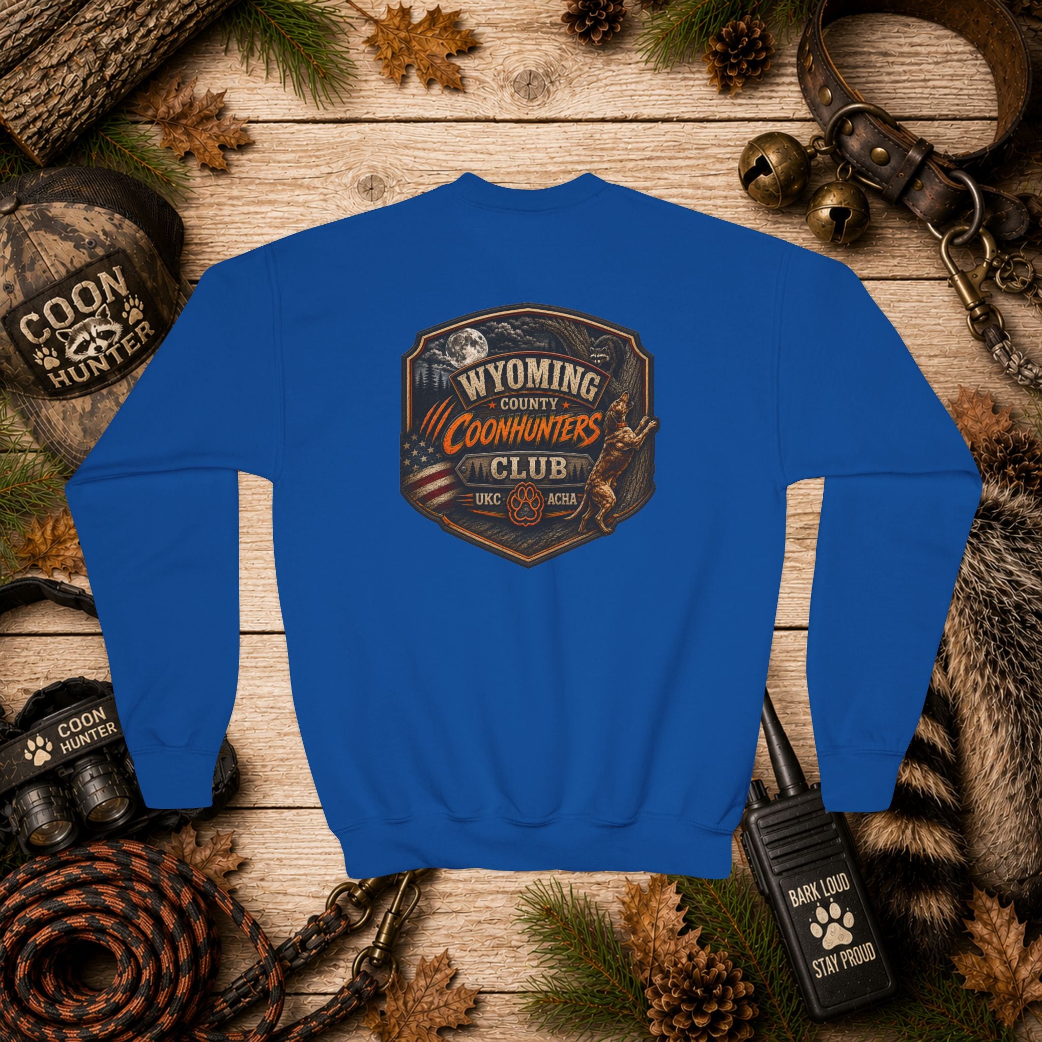 Youth Crewneck Sweatshirt — Wyoming County Coonhunters Club Graphic