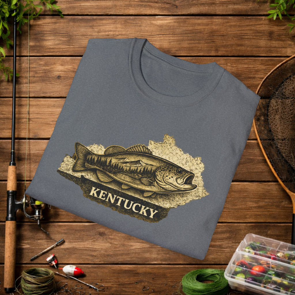 Kentucky Bass Fishing Shirt – Vintage Kentucky Angler Tee – Largemouth Bass Fishing Apparel – Fisherman Gift