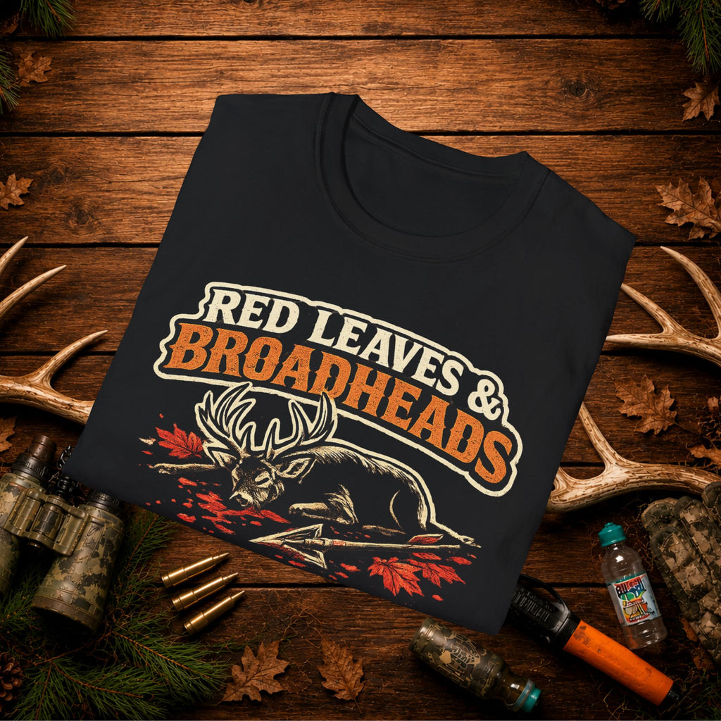 Hunting T-Shirt — "Red Leaves & Broadheads Fuel My Soul" Graphic Tee