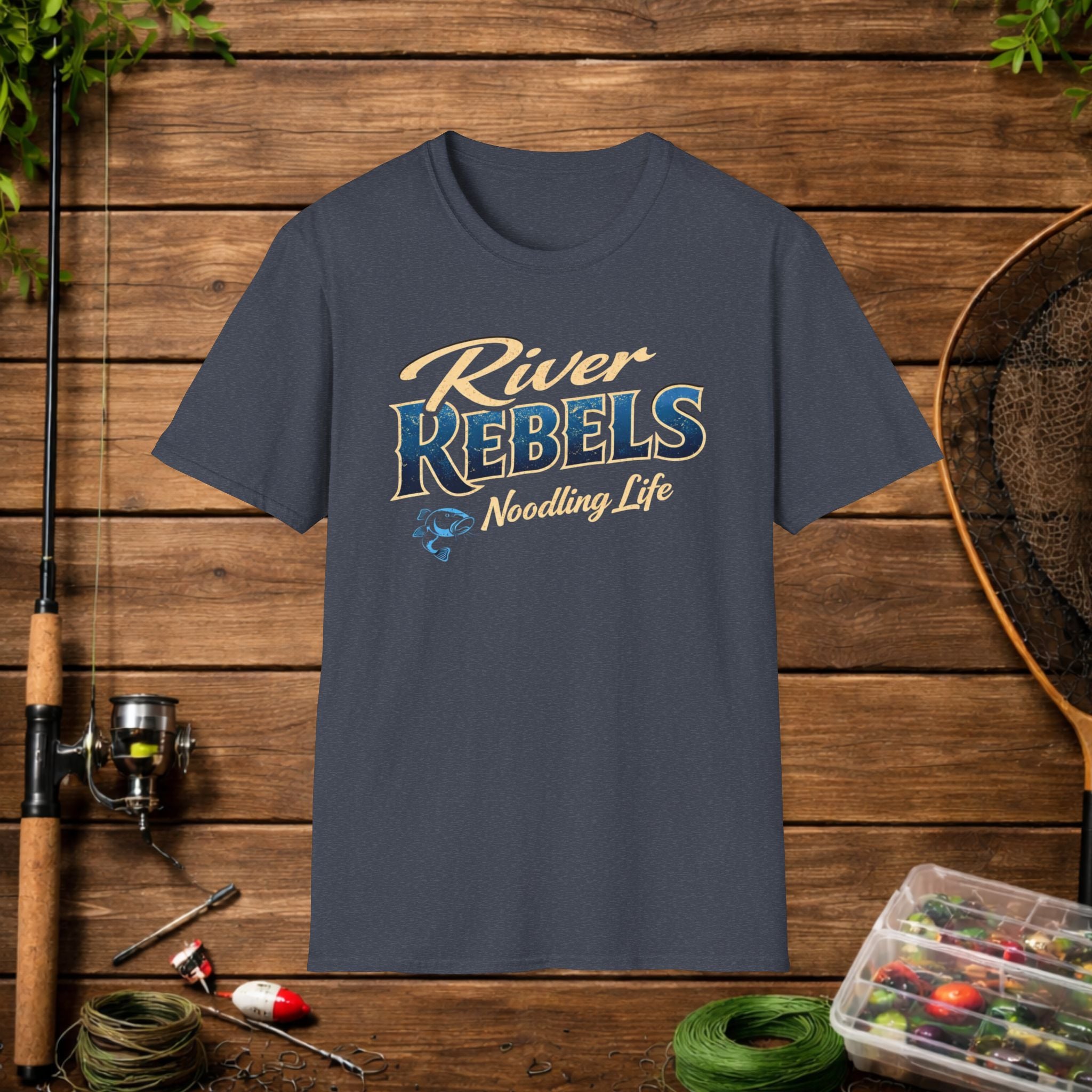 River Rebels Noodling Life Shirt – Catfish Noodling Tee – River Life Fishing Shirt – Southern Outdoor Apparel