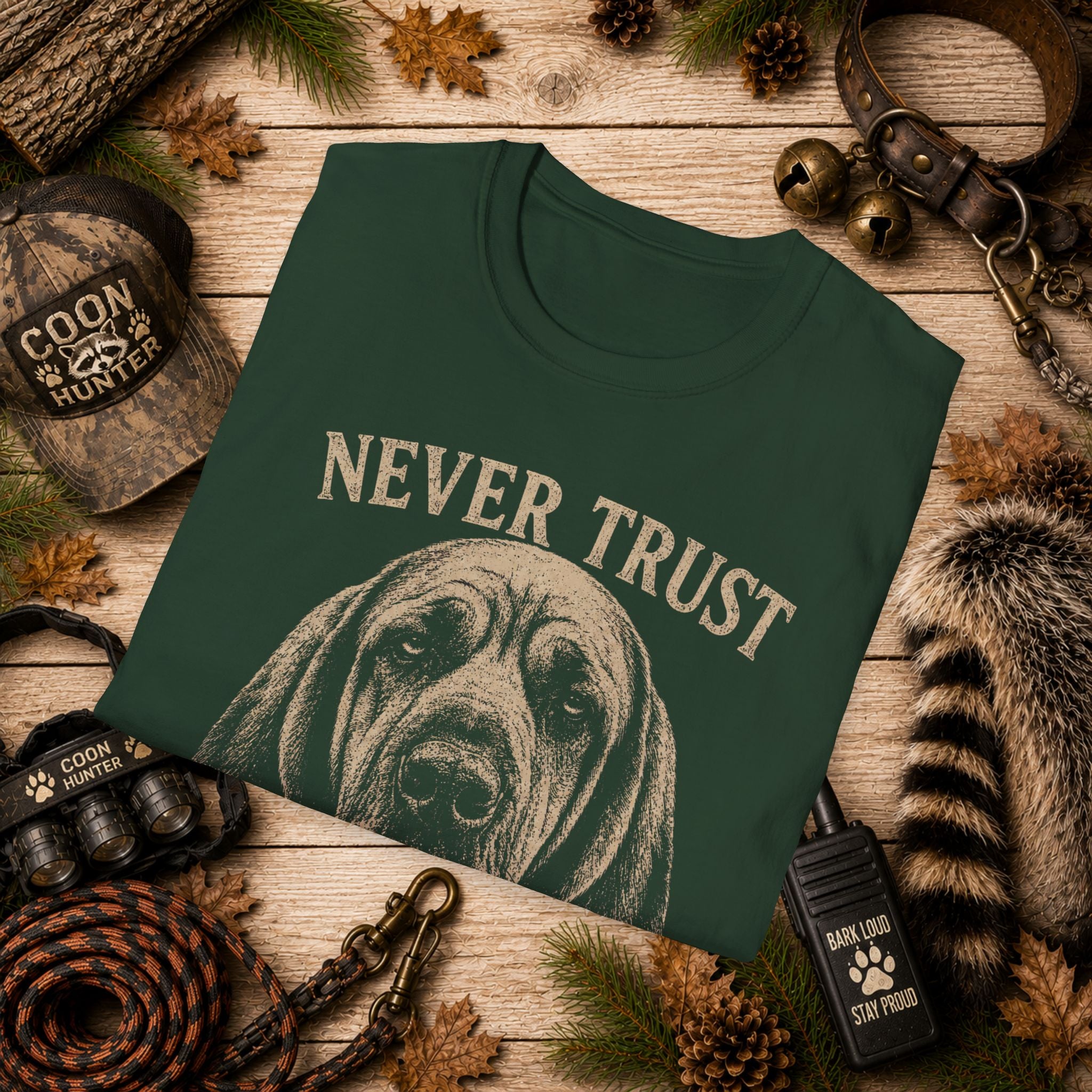 Never Trust a Quiet Hound Coon Hunting T-Shirt | Funny Houndsman Tee | Wild Wonderful Wear
