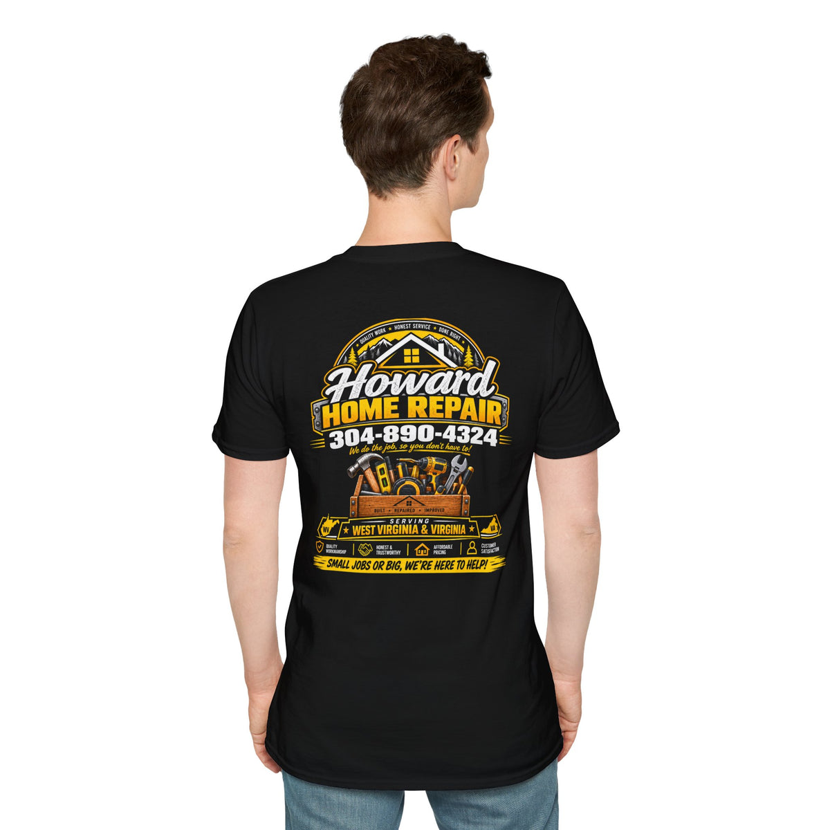 Home Repair Logo T‑Shirt — Howard Home Repair Branded Tee with Phone Number