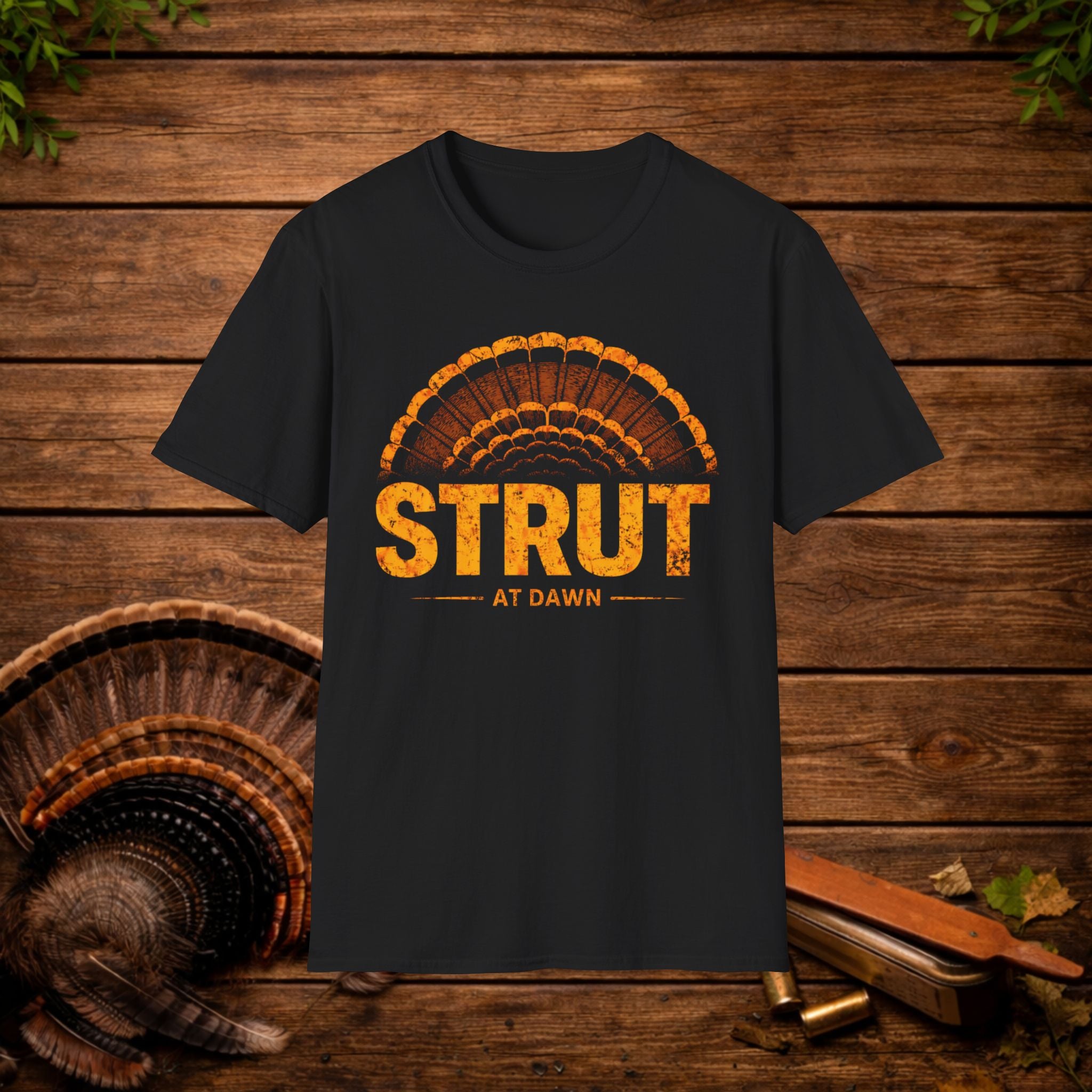 Strut at Dawn Turkey Hunting Shirt – Minimal Gobbler Tail Tee – Spring Turkey Season Hunter Shirt – Vintage Hunting Apparel