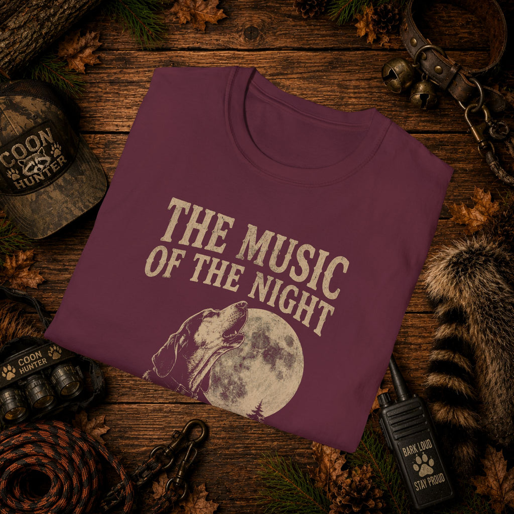 The Music of the Night T-Shirt | Vintage Coon Hound Moon Graphic Tee | Wild Wonderful Wear