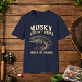 Musky Aren't Real T‑Shirt – Funny Muskie Fishing Shirt, 'Prove Me Wrong' Angler Tee