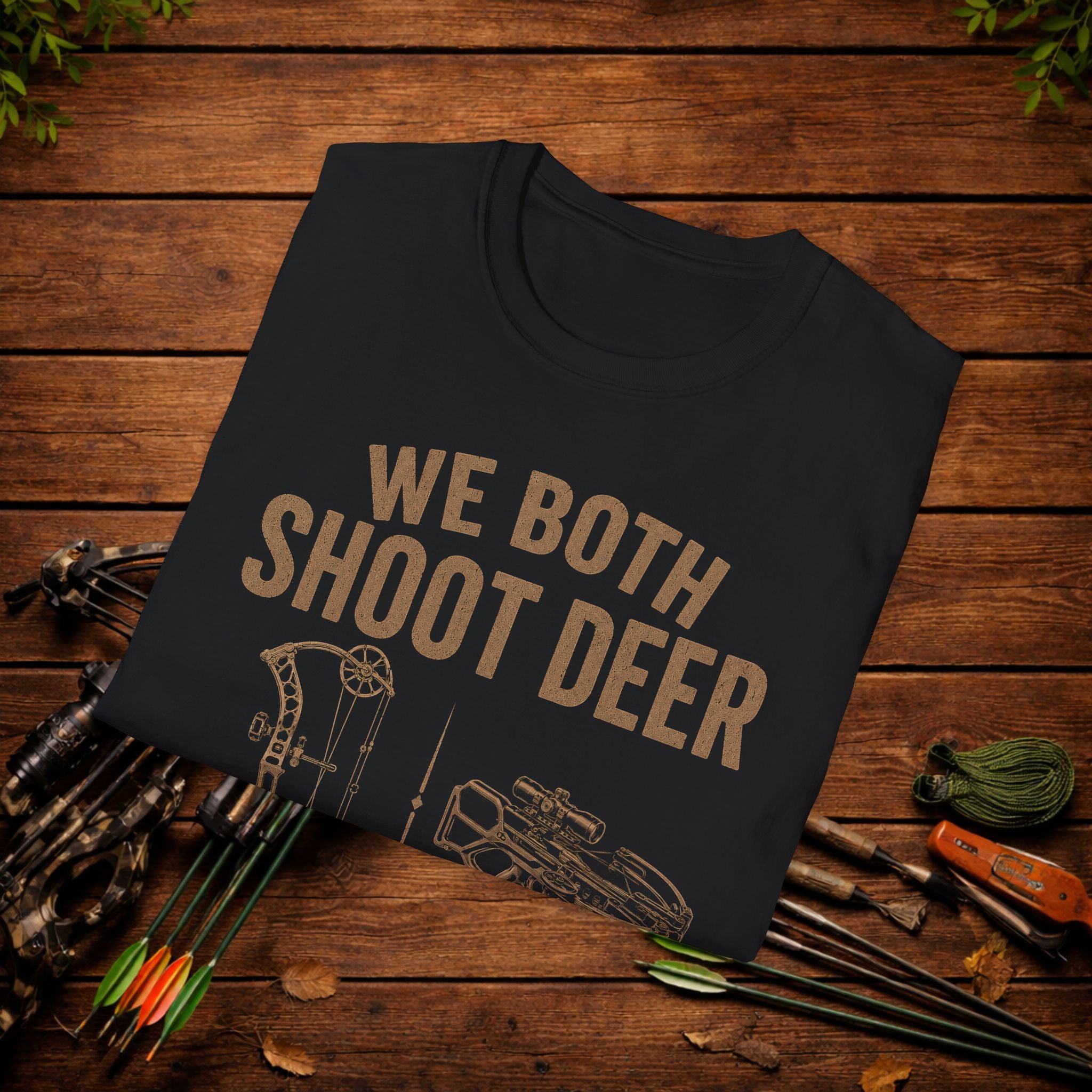 We Both Shoot Deer T-Shirt — Funny Hunting Shirt with Crossbow & Bow Design