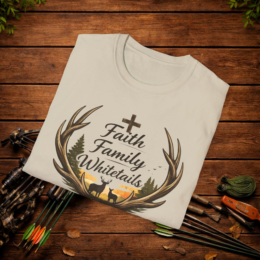 Faith Family Whitetails Shirt – Raised Wild Deer Hunting Tee – Christian Hunting Shirt – Whitetail Hunter Apparel
