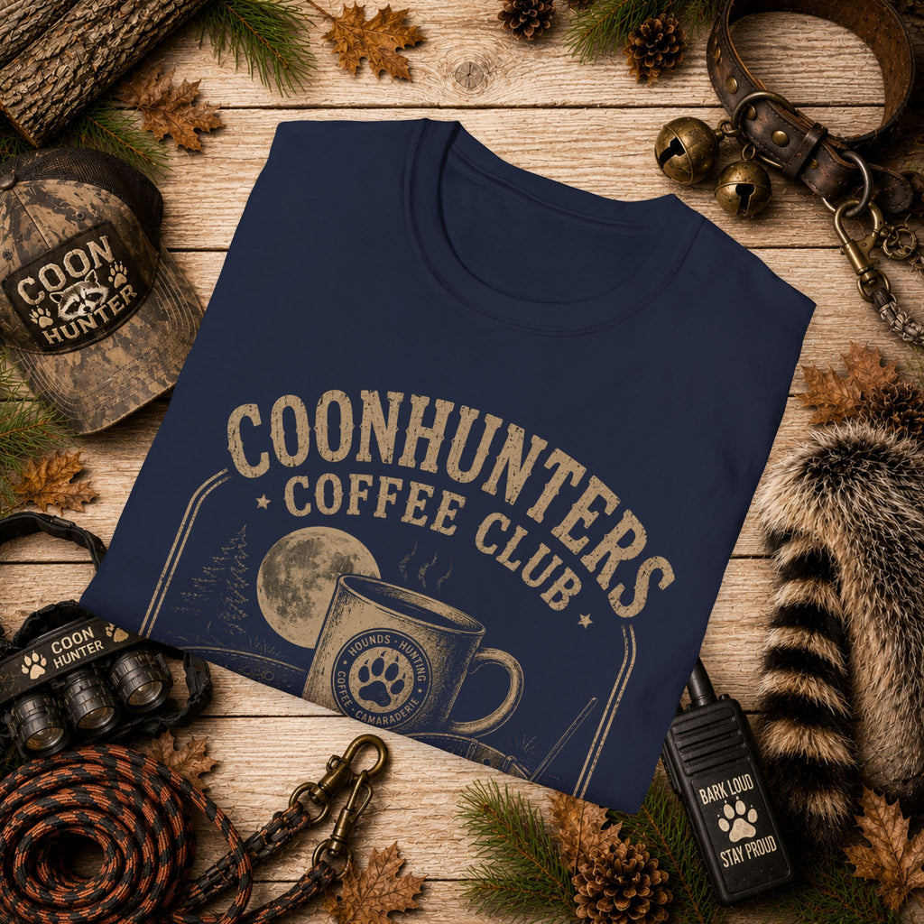 Coonhunters Coffee Club T-Shirt — Vintage Moon & Mug Graphic