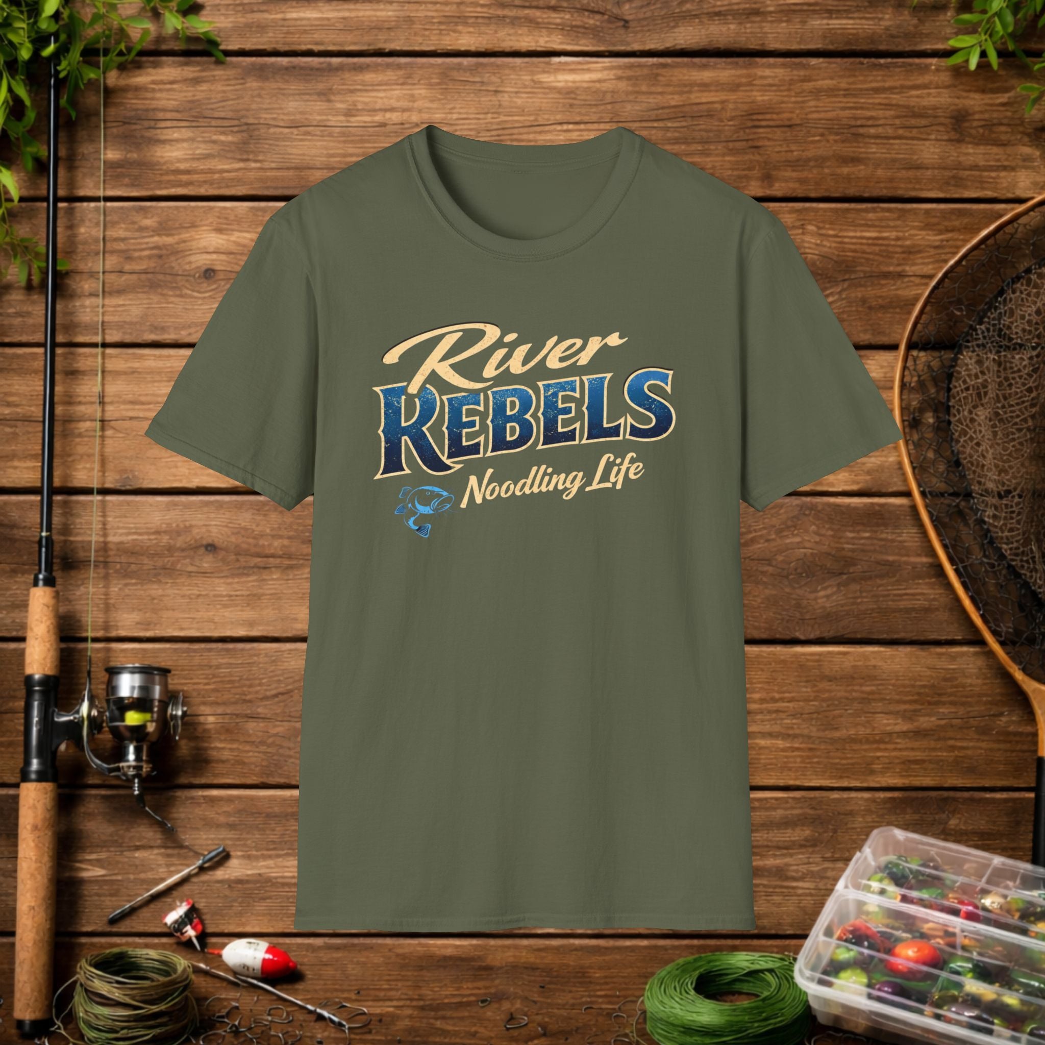 River Rebels Noodling Life Shirt – Catfish Noodling Tee – River Life Fishing Shirt – Southern Outdoor Apparel