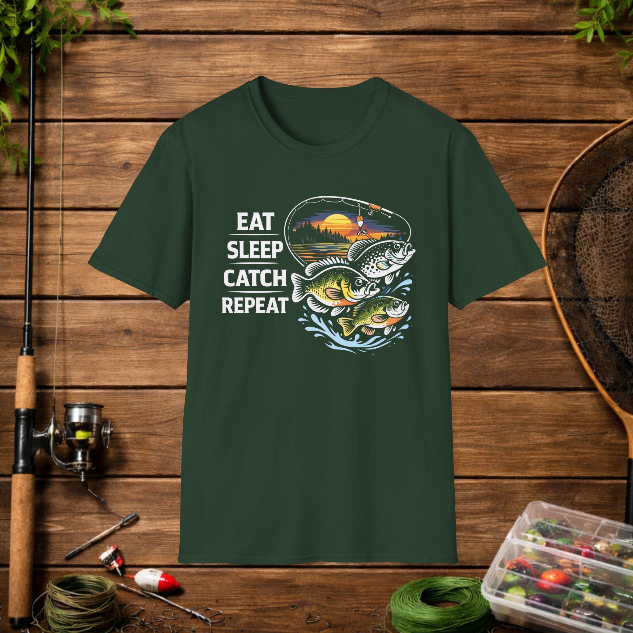 Eat Sleep Catch Repeat Panfish Fishing T-Shirt – Bluegill Crappie Sunfish Angler Tee