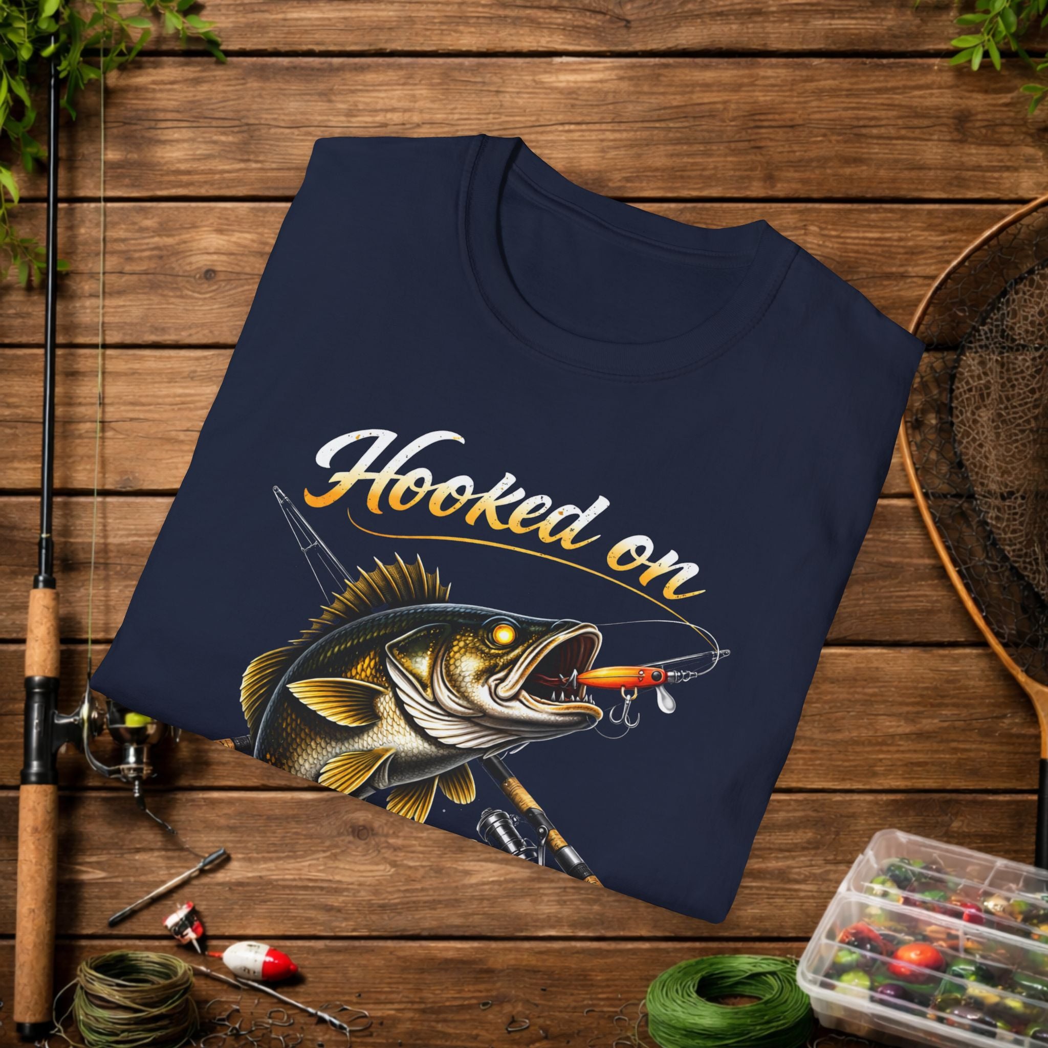 Hooked on Walleye Life Fishing Shirt – Walleye Angler Tee – Funny Walleye Fishing Apparel – Fisherman Gift