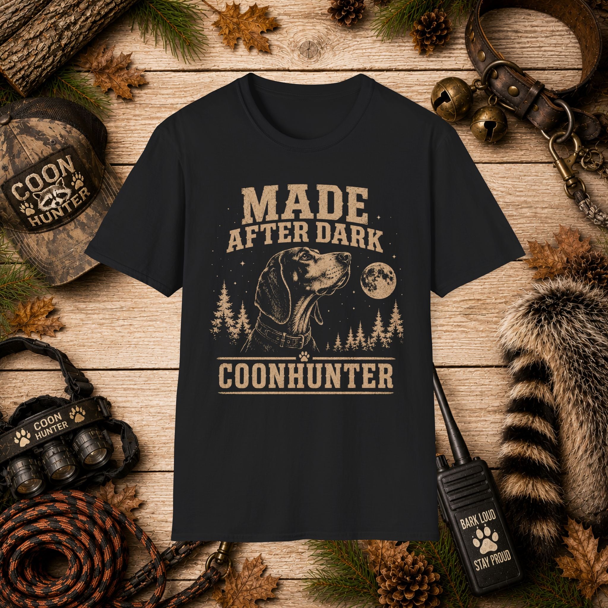 Made After Dark Coonhunter T-Shirt | Vintage Night Hunting Coonhound Tee | Wild Wonderful Wear