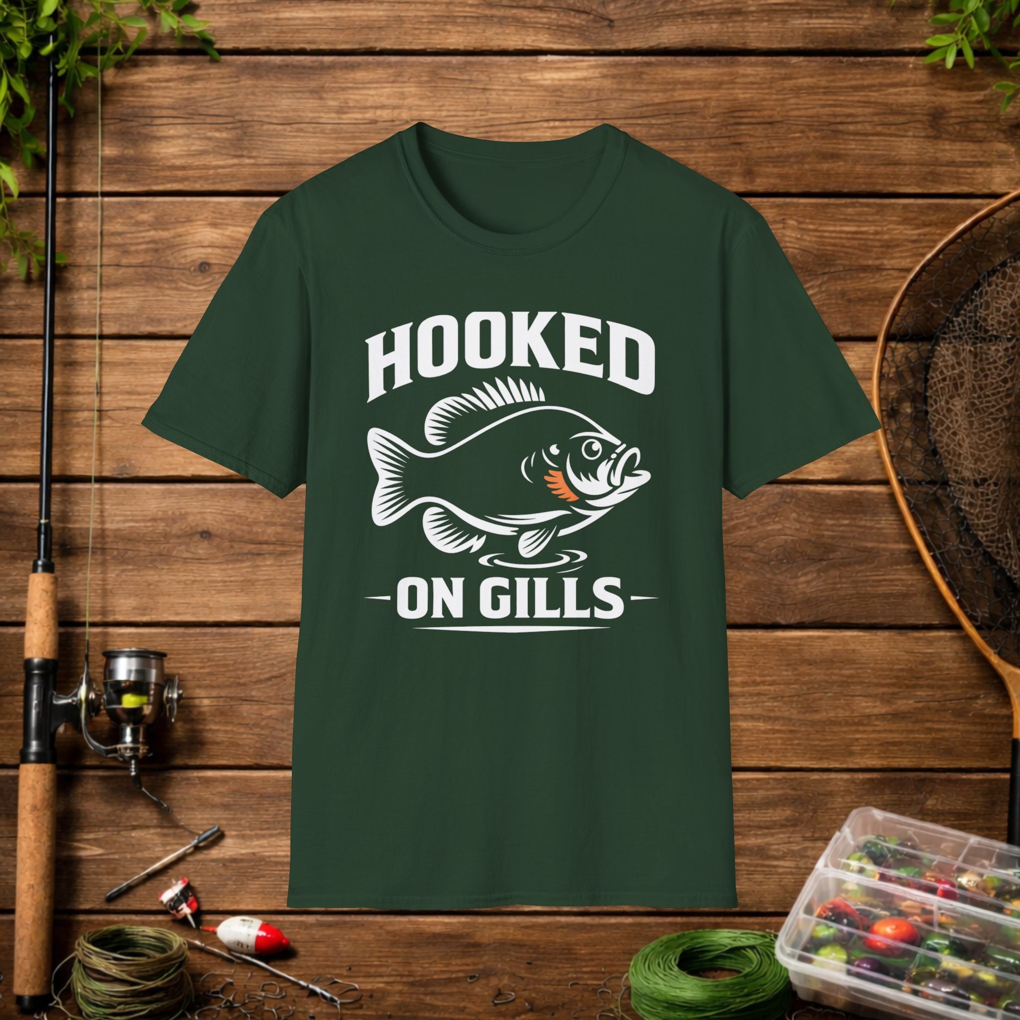 Hooked On Gills Bluegill Fishing T-Shirt – Panfish Angler Graphic Tee