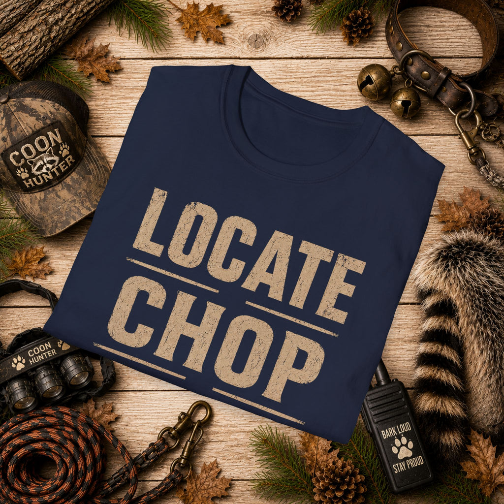 Locate Chop Tree Coon Hunting T-Shirt | Vintage Houndsman Graphic Tee | Wild Wonderful Wear