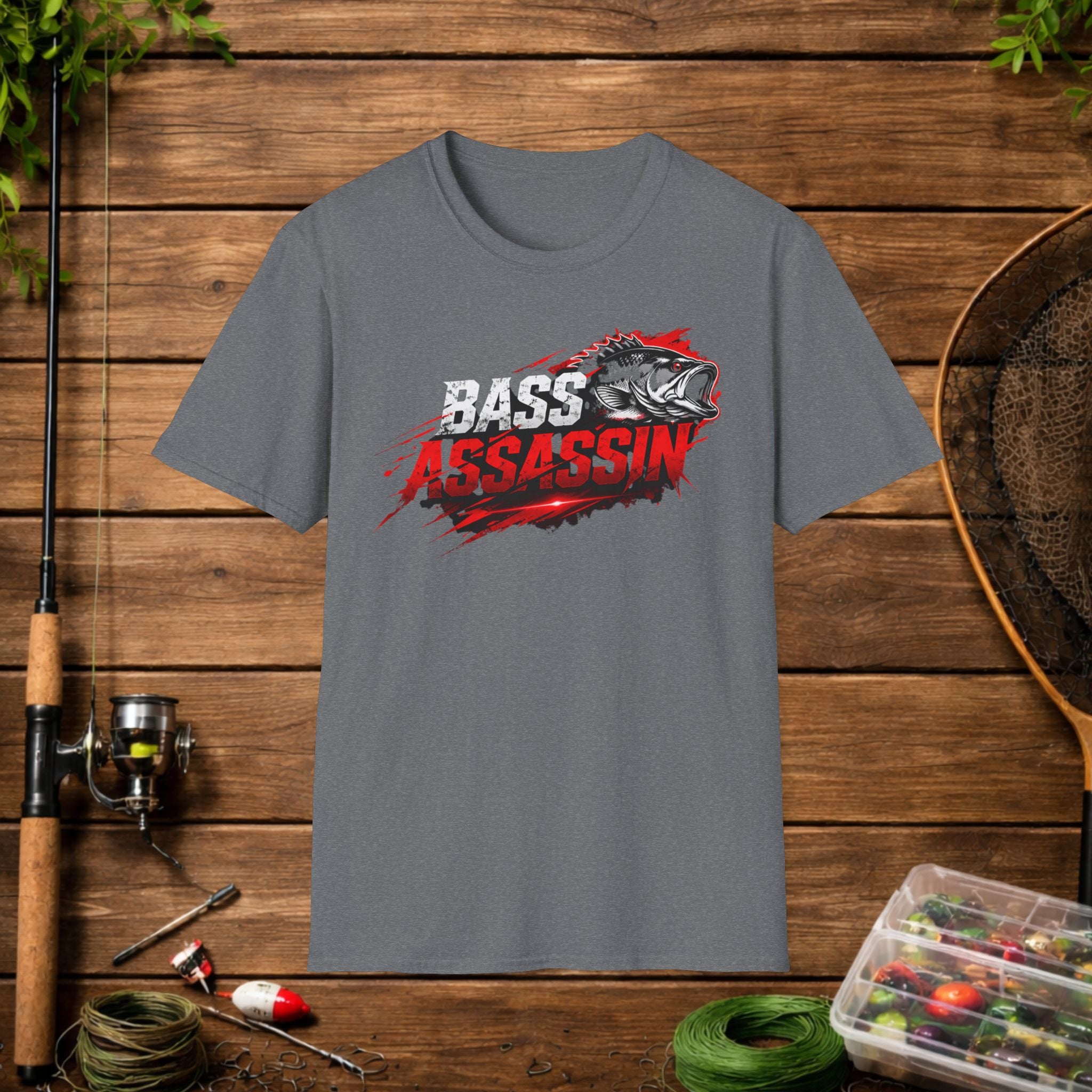 Bass Assassin Fishing Shirt – Funny Bass Fisherman Tee – Largemouth & Smallmouth Bass Fishing Apparel – Angler Gift