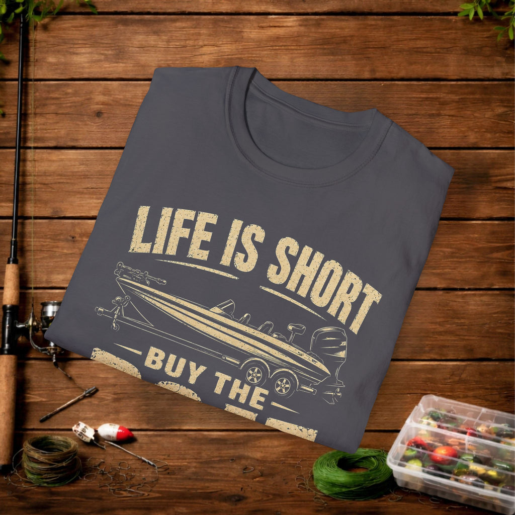 Boat T‑Shirt — "Life Is Short, Buy The Boat" Vintage Fishing Tee