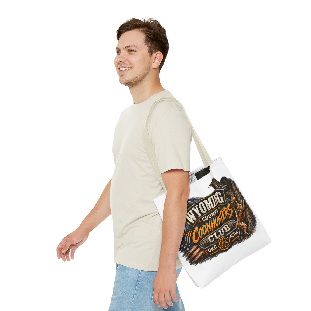 Coonhunters Club Wyoming Tote Bag — Vintage Hunting Patch Design