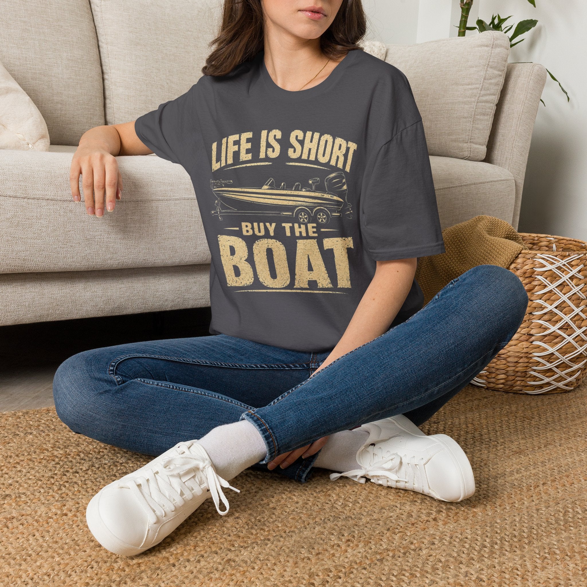 Boat T‑Shirt — "Life Is Short, Buy The Boat" Vintage Fishing Tee
