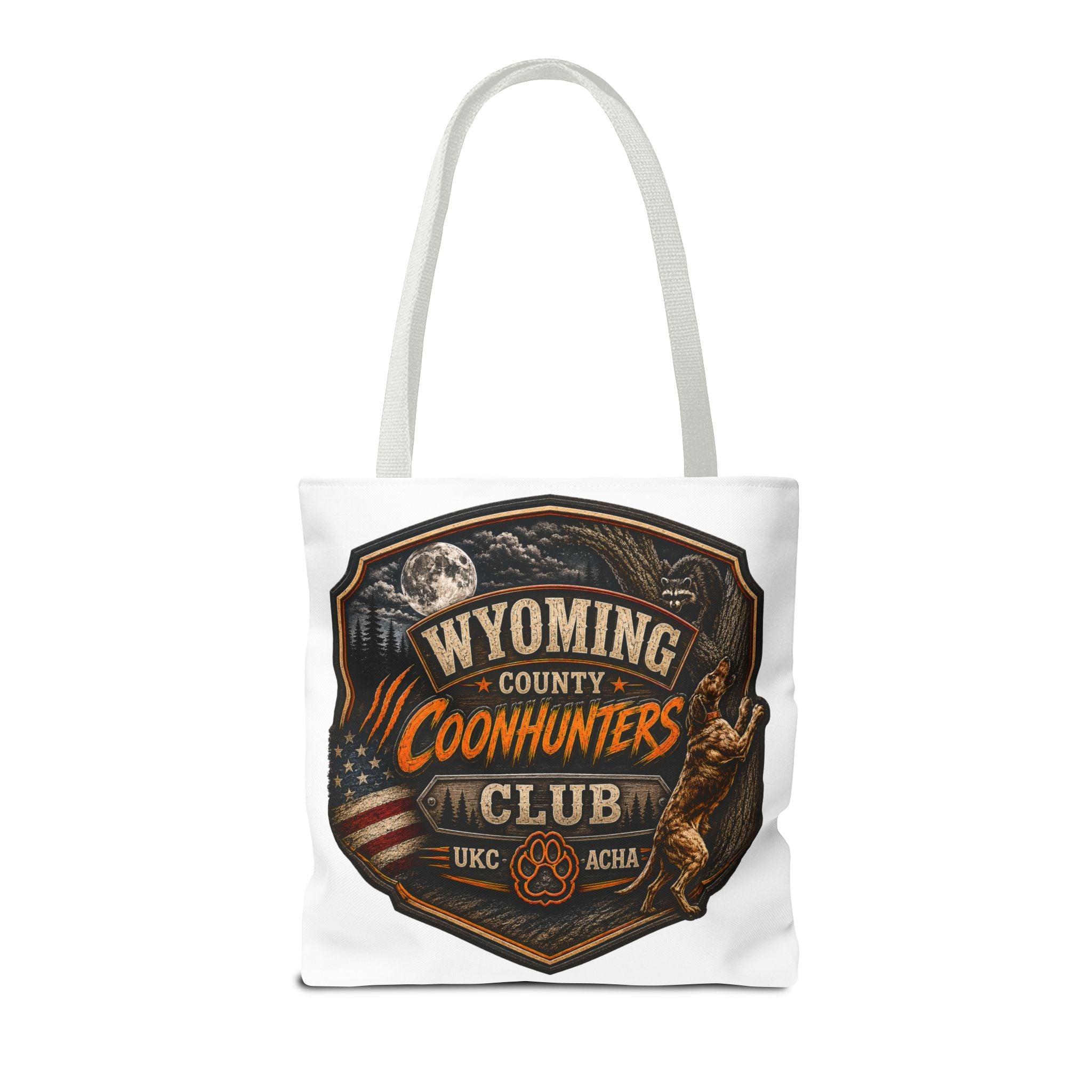 Coonhunters Club Wyoming Tote Bag — Vintage Hunting Patch Design