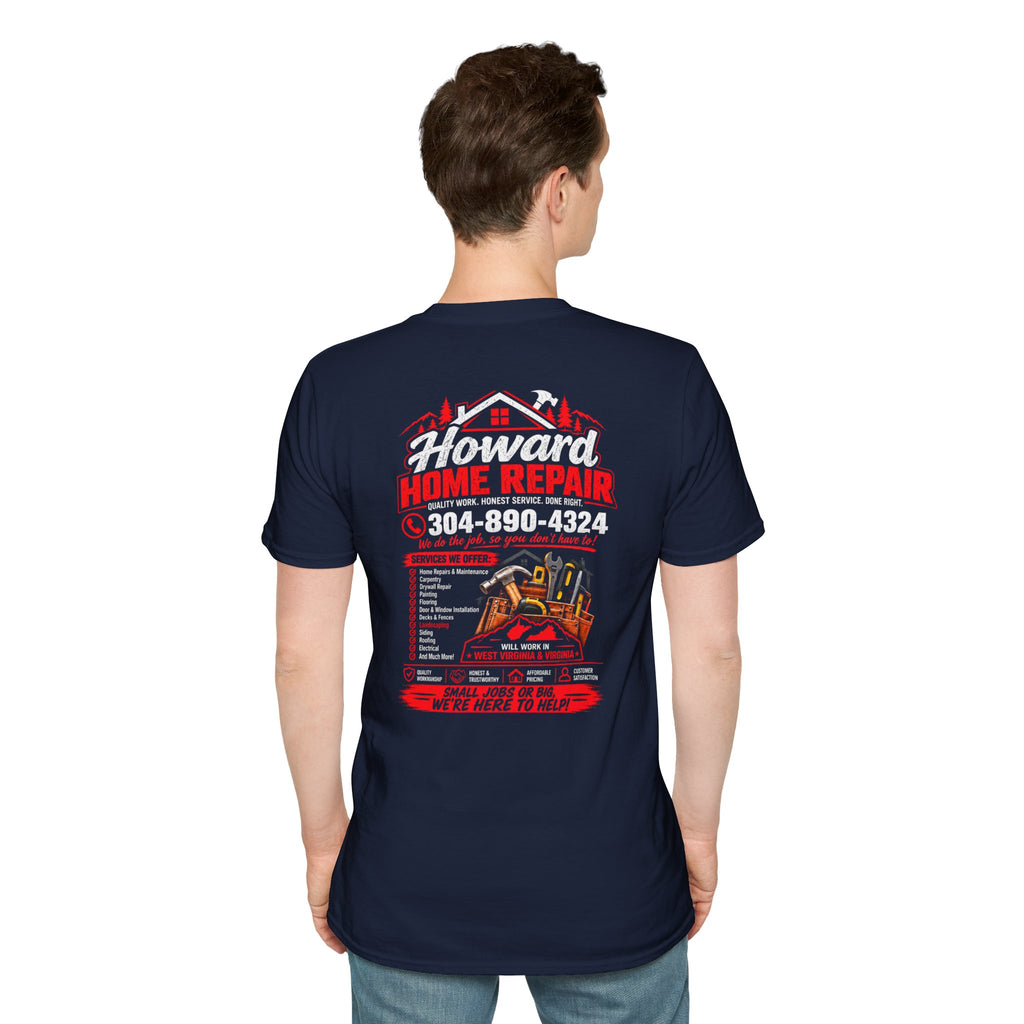 Home Repair T-Shirt — Howard Home Repair Crew Tee with Phone Number