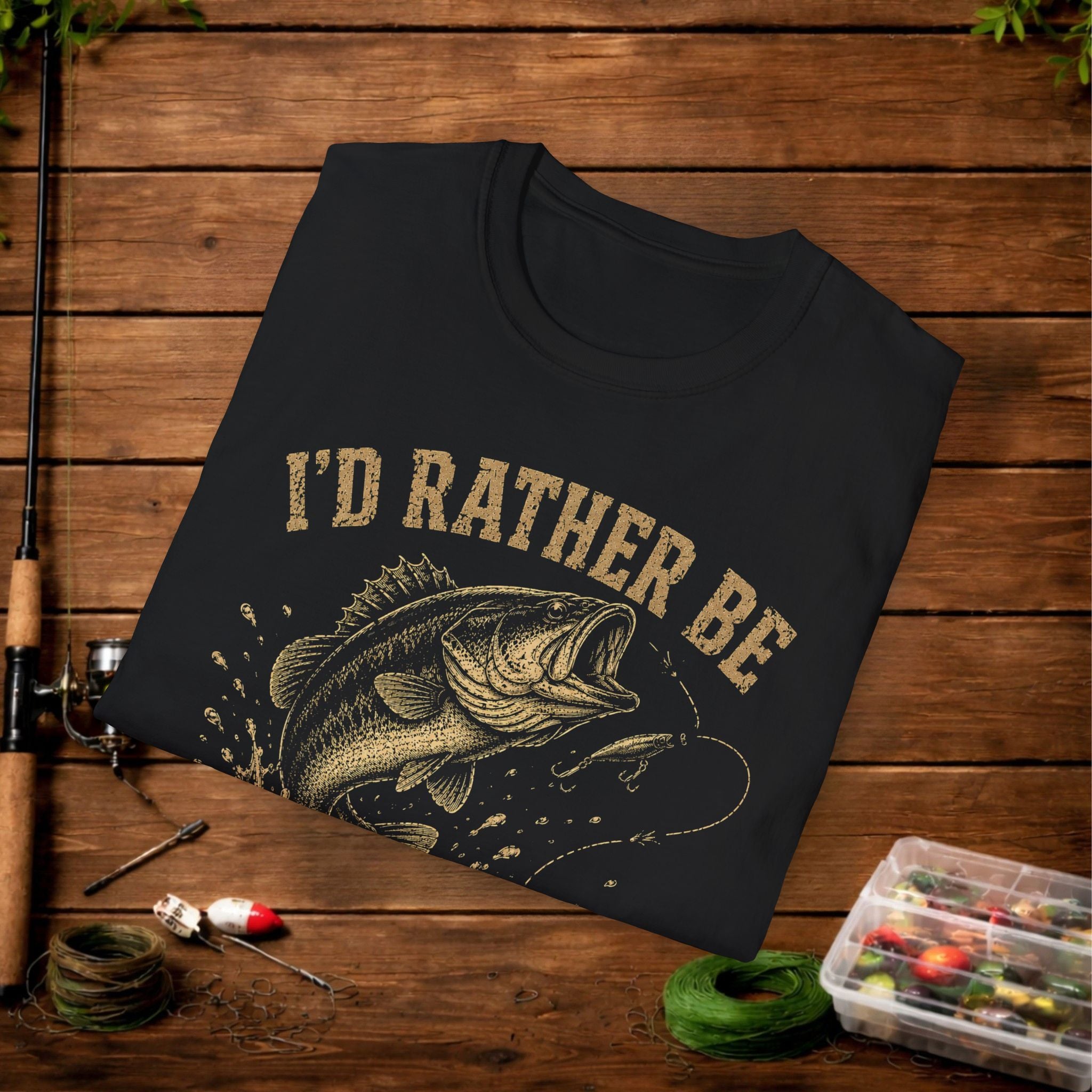 Fishing T-Shirt — "I'd Rather Be Missing Fish" Vintage Bass Graphic Tee