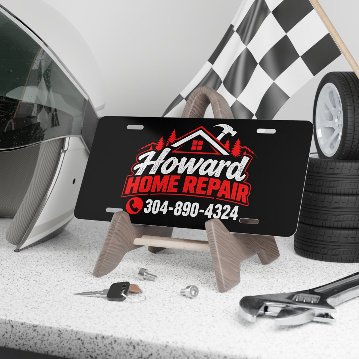 Howard Home Repair Vanity Plate — Custom Business License Plate with Phone Number