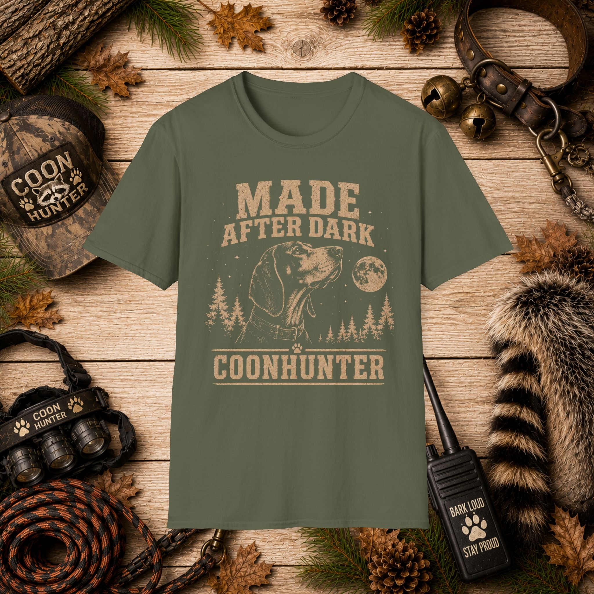 Made After Dark Coonhunter T-Shirt | Vintage Night Hunting Coonhound Tee | Wild Wonderful Wear
