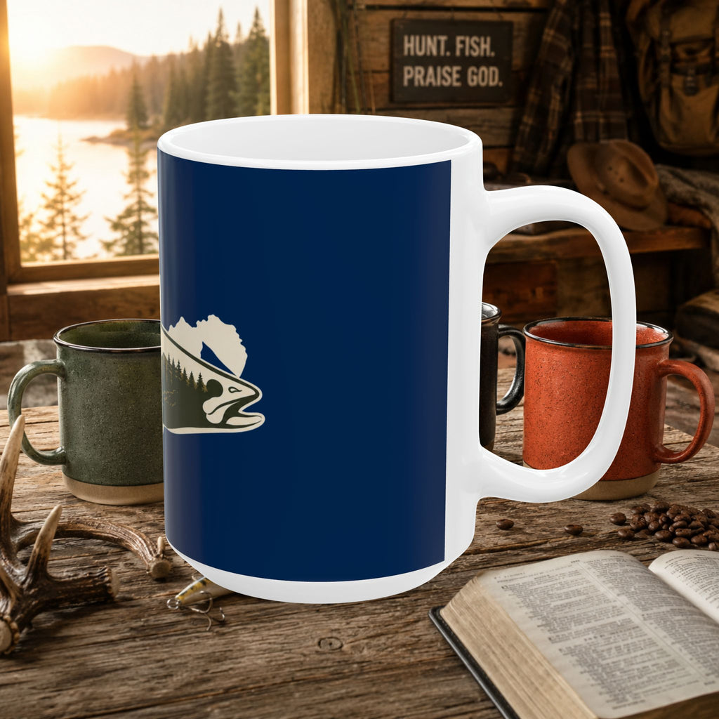 West Virginia Fishing Coffee Mug – 15oz Mountain & River Design