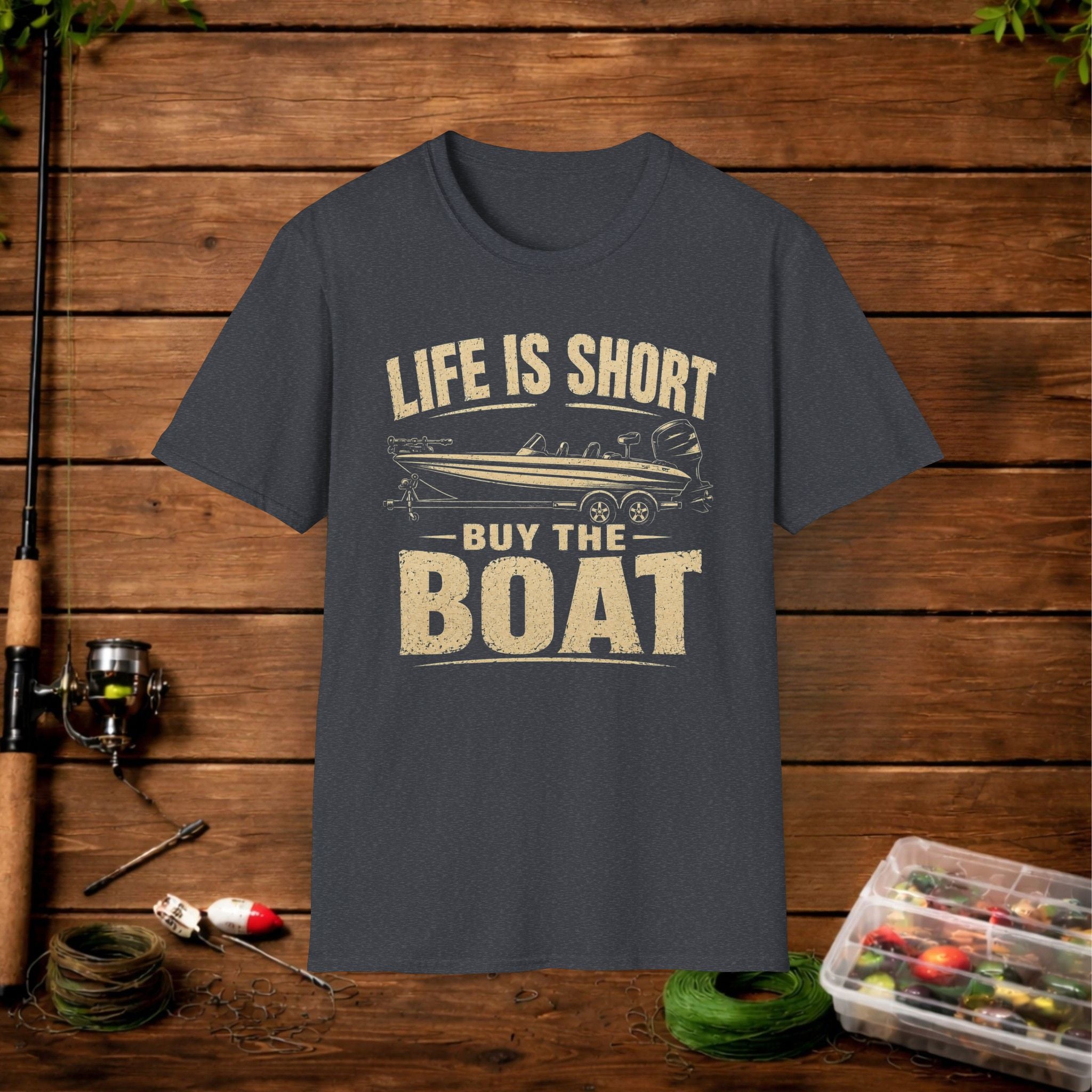 Boat T‑Shirt — "Life Is Short, Buy The Boat" Vintage Fishing Tee