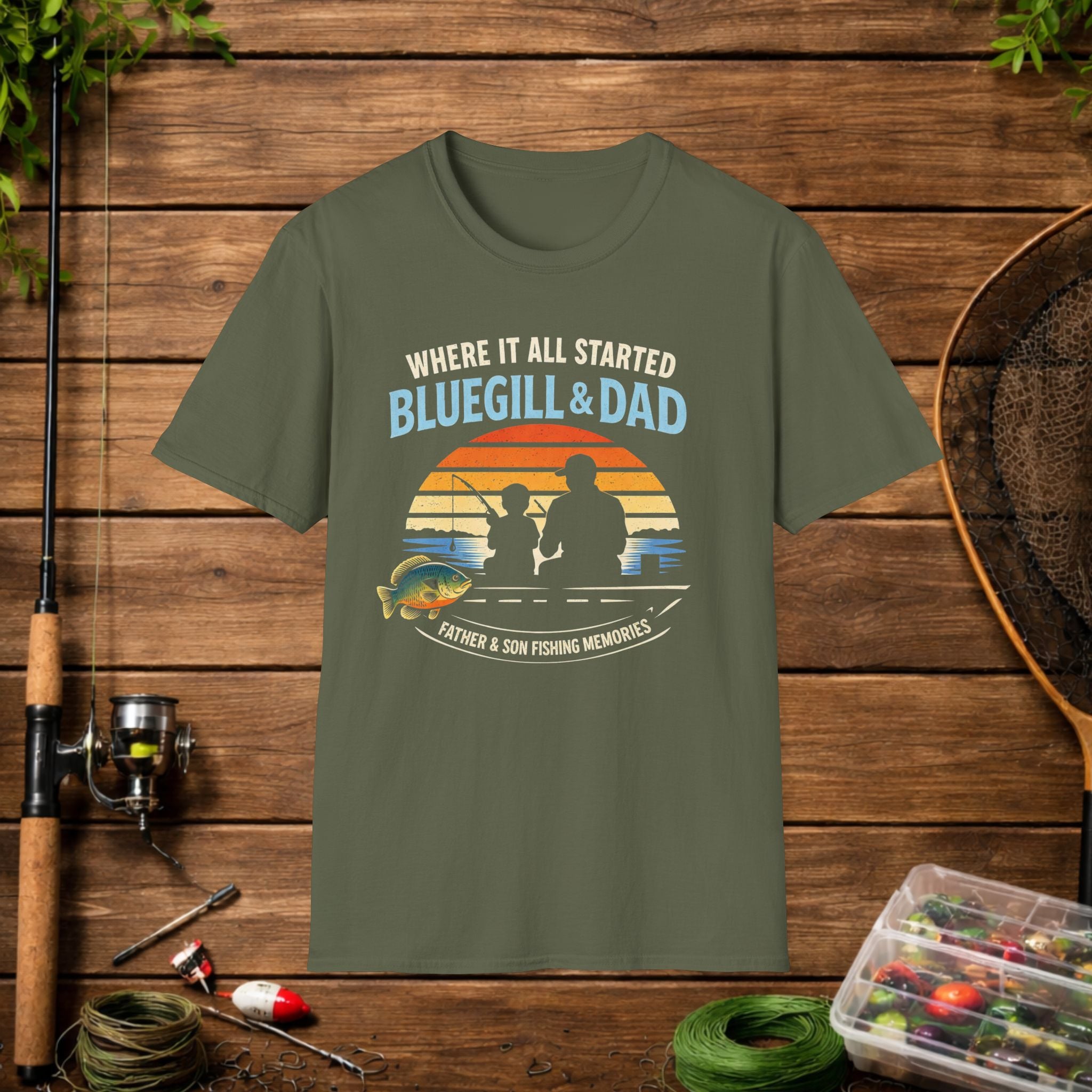 Fishing Dad T-Shirt - "Where It All Started: Bluegill & Dad" Father & Son Fishing Tee