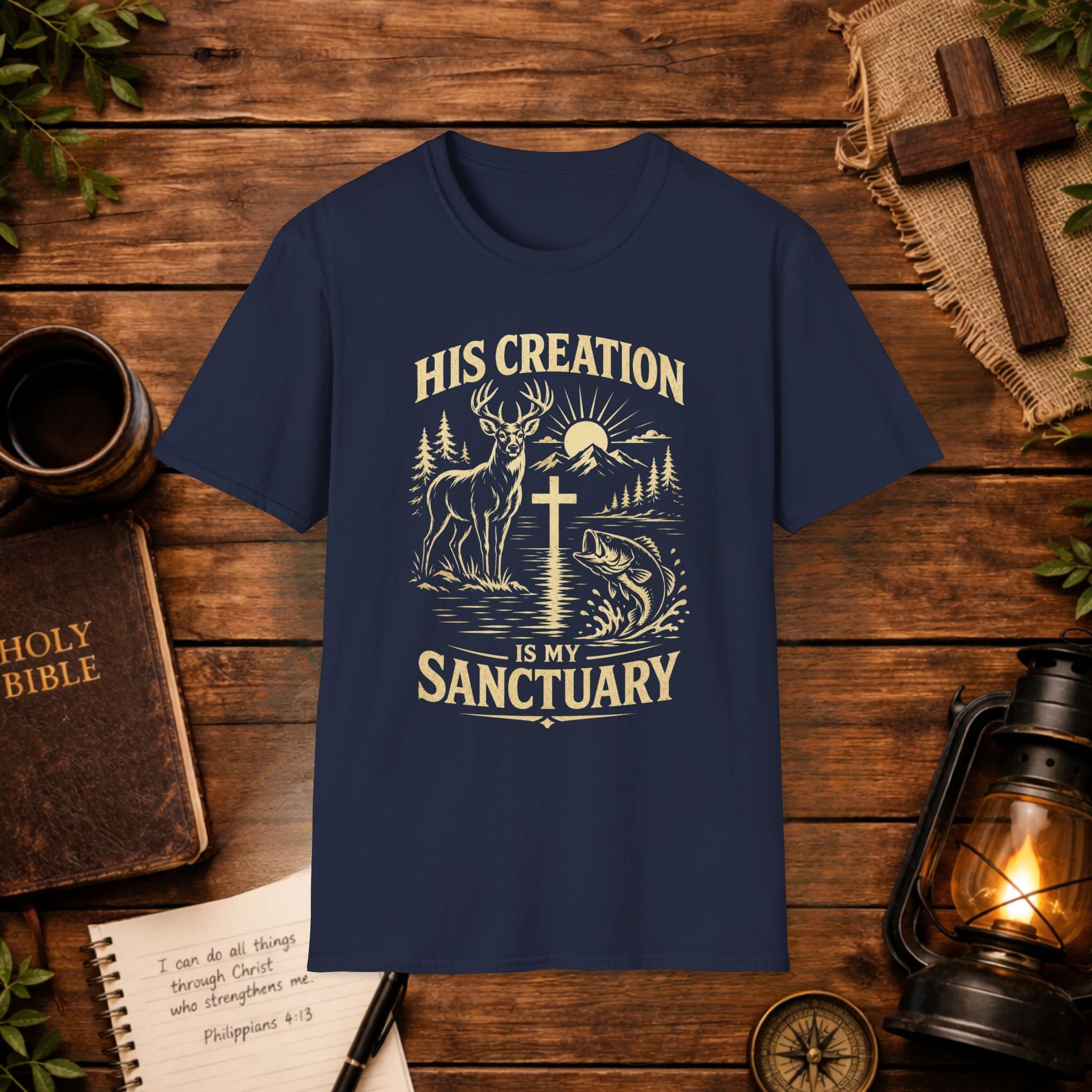 Christian Outdoors T-Shirt — "His Creation Is My Sanctuary" Faith Hunting Tee