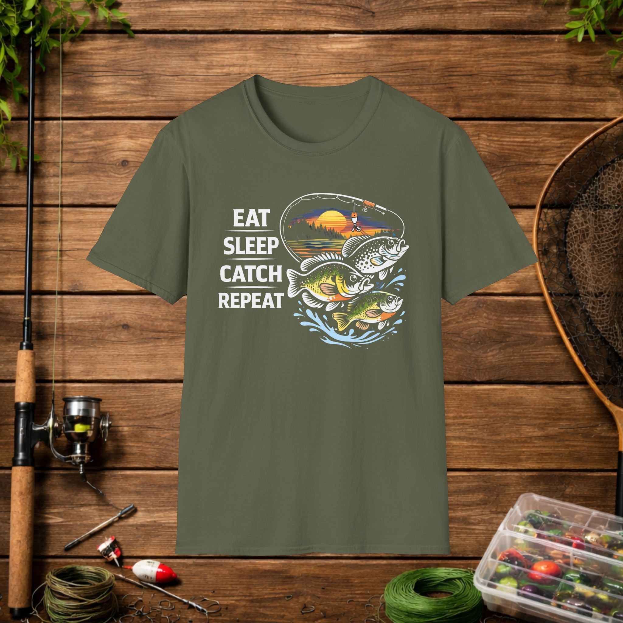 Eat Sleep Catch Repeat Panfish Fishing T-Shirt – Bluegill Crappie Sunfish Angler Tee