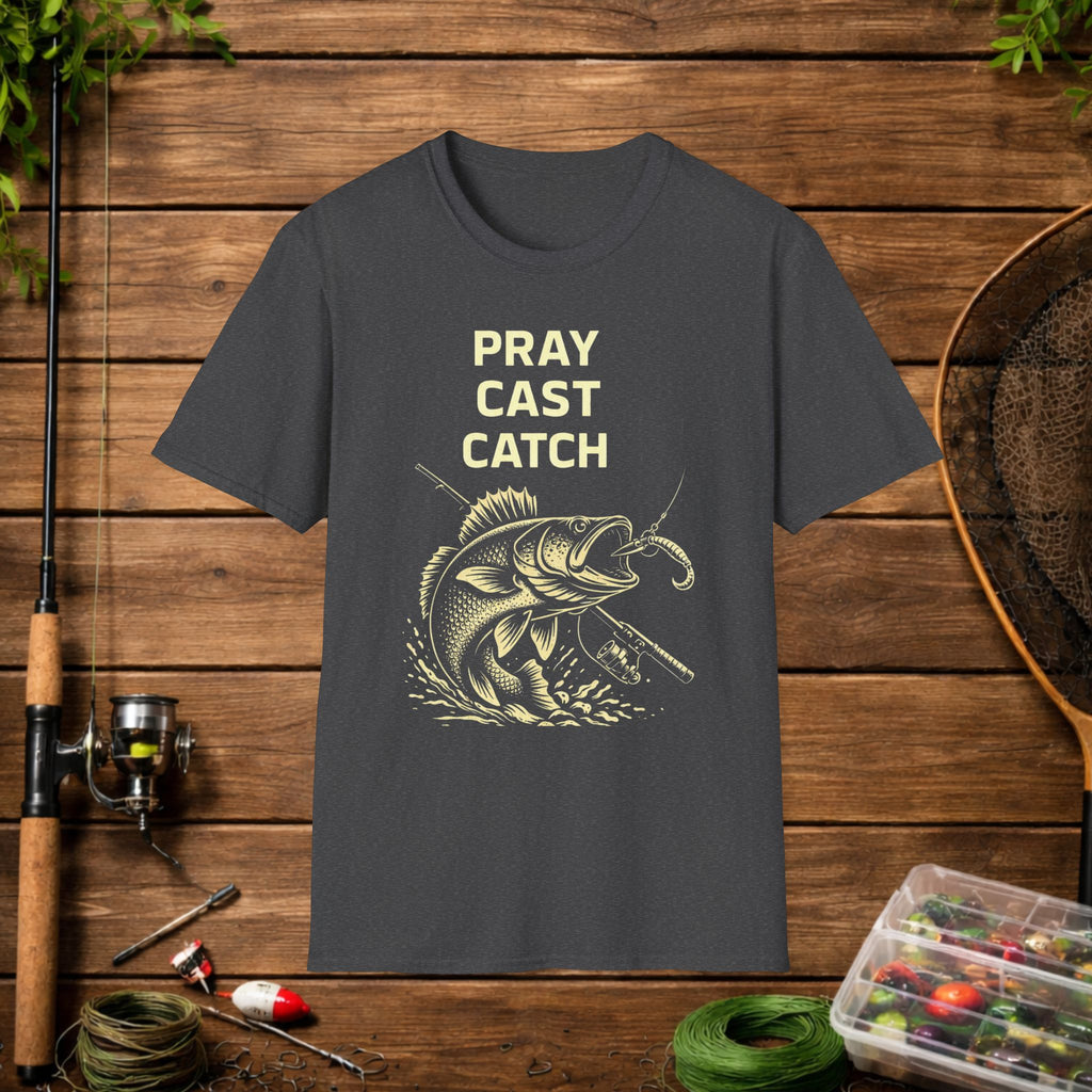Pray Cast Catch Fishing T-Shirt – Bass Angler Graphic Tee