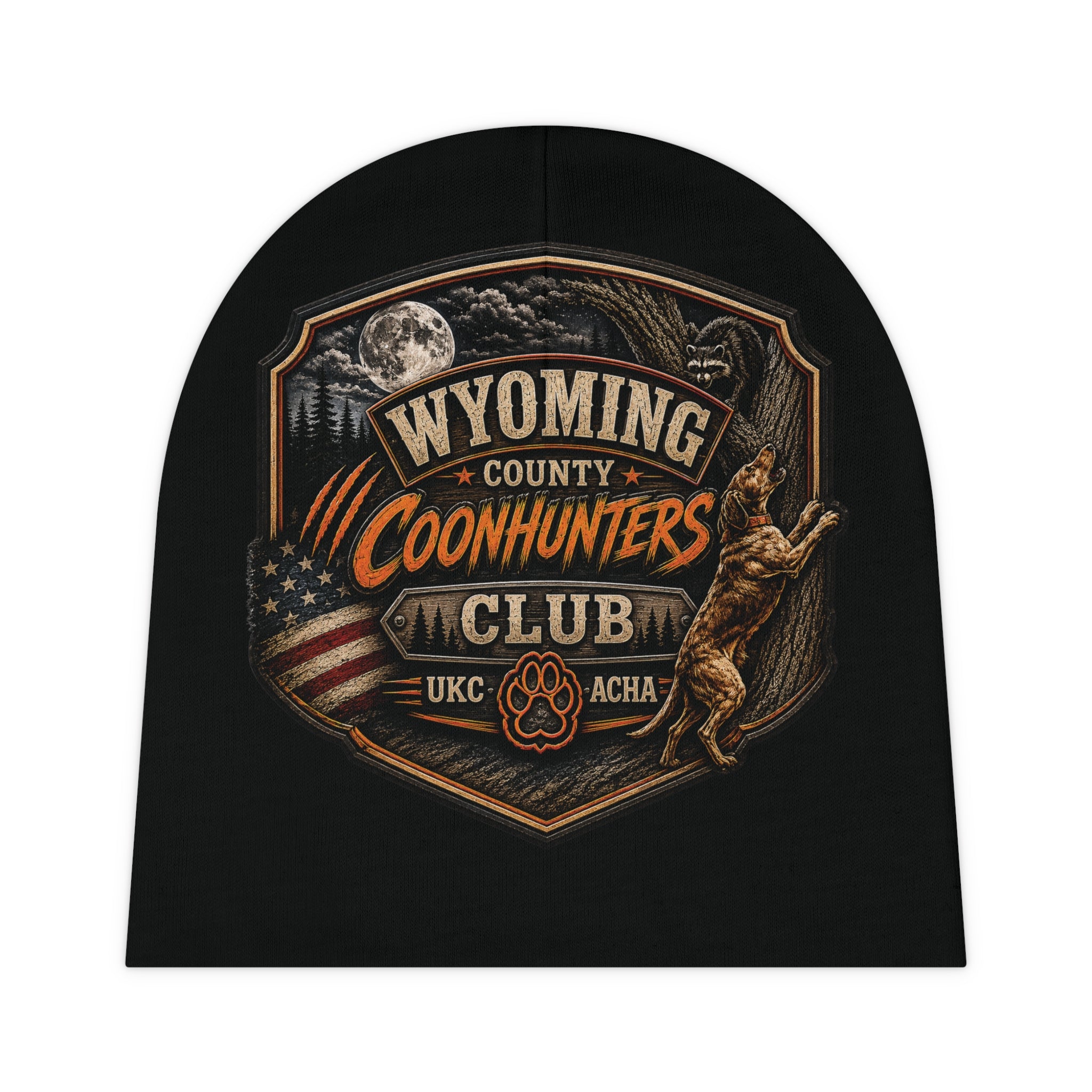 Infant Beanie — Wyoming Coonhunters Club Patch Baby Hat