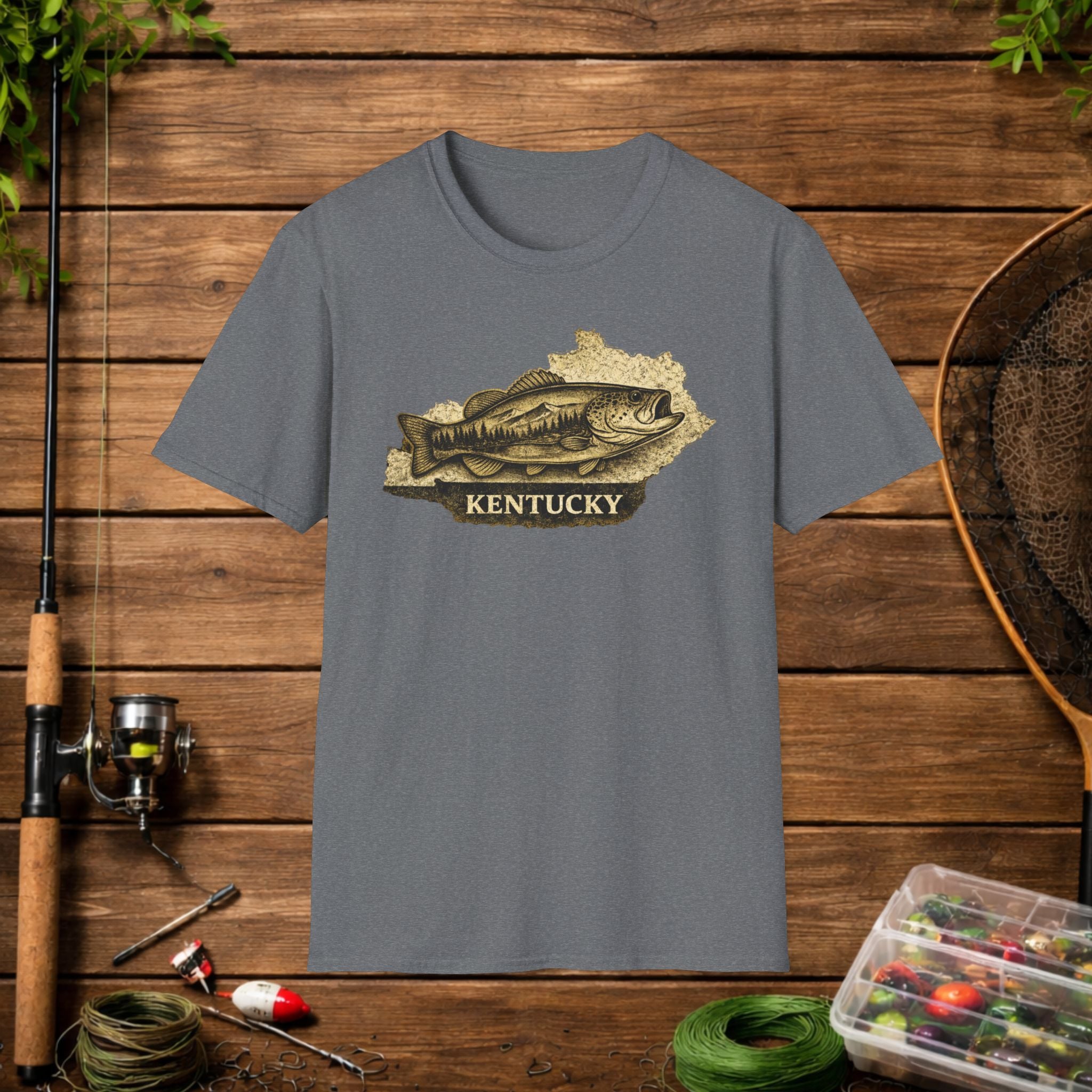 Kentucky Bass Fishing Shirt – Vintage Kentucky Angler Tee – Largemouth Bass Fishing Apparel – Fisherman Gift