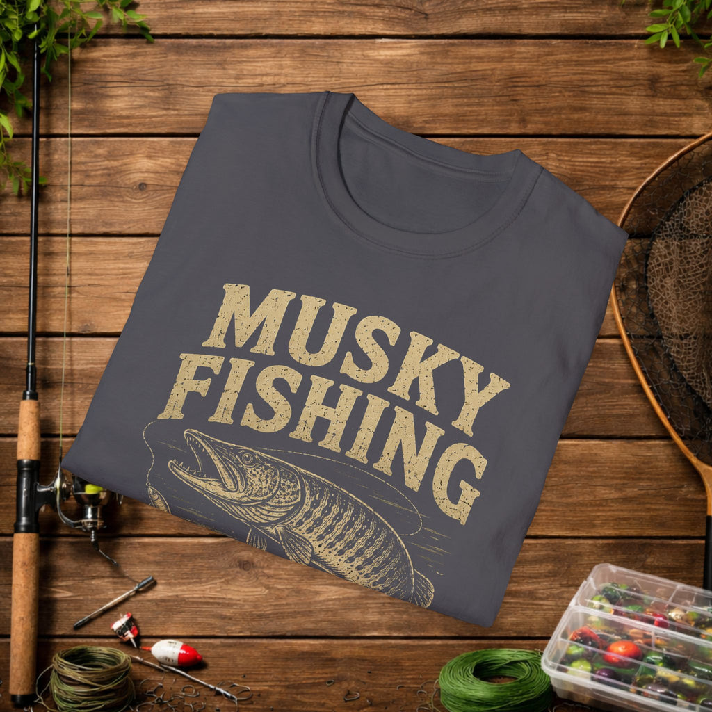 Musky Fishing T-Shirt – "Where 'Follows' Count As Success" Vintage Angler Tee