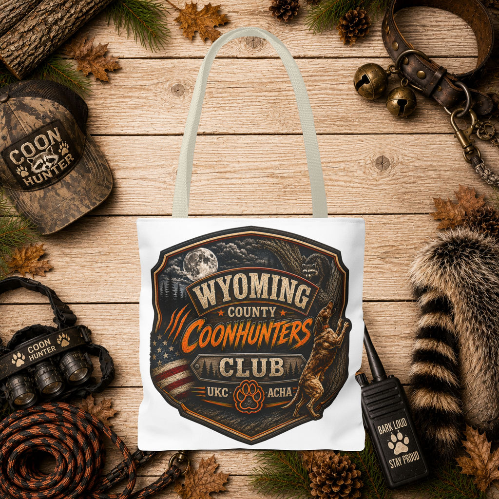 Coonhunters Club Wyoming Tote Bag — Vintage Hunting Patch Design