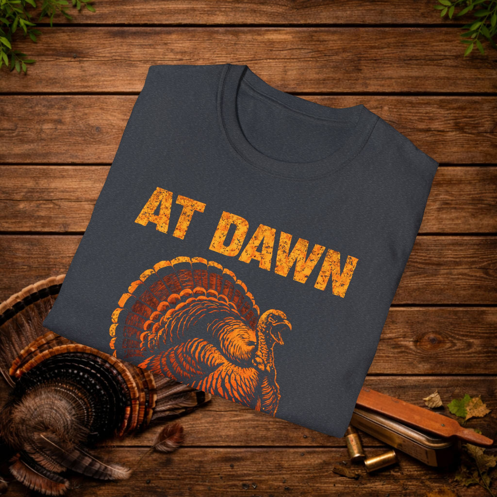 At Dawn We Strut Turkey Hunting Shirt – Vintage Gobbler Tee – Spring Turkey Season Hunting Apparel – Hunter Gift