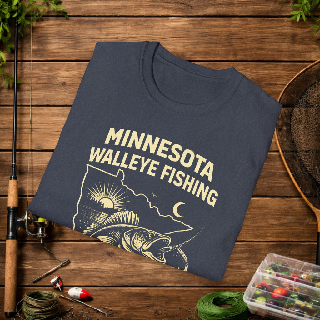 Minnesota Walleye Fishing Shirt – Vintage MN Walleye Angler Tee – Lake Fishing Apparel – Fisherman Gift