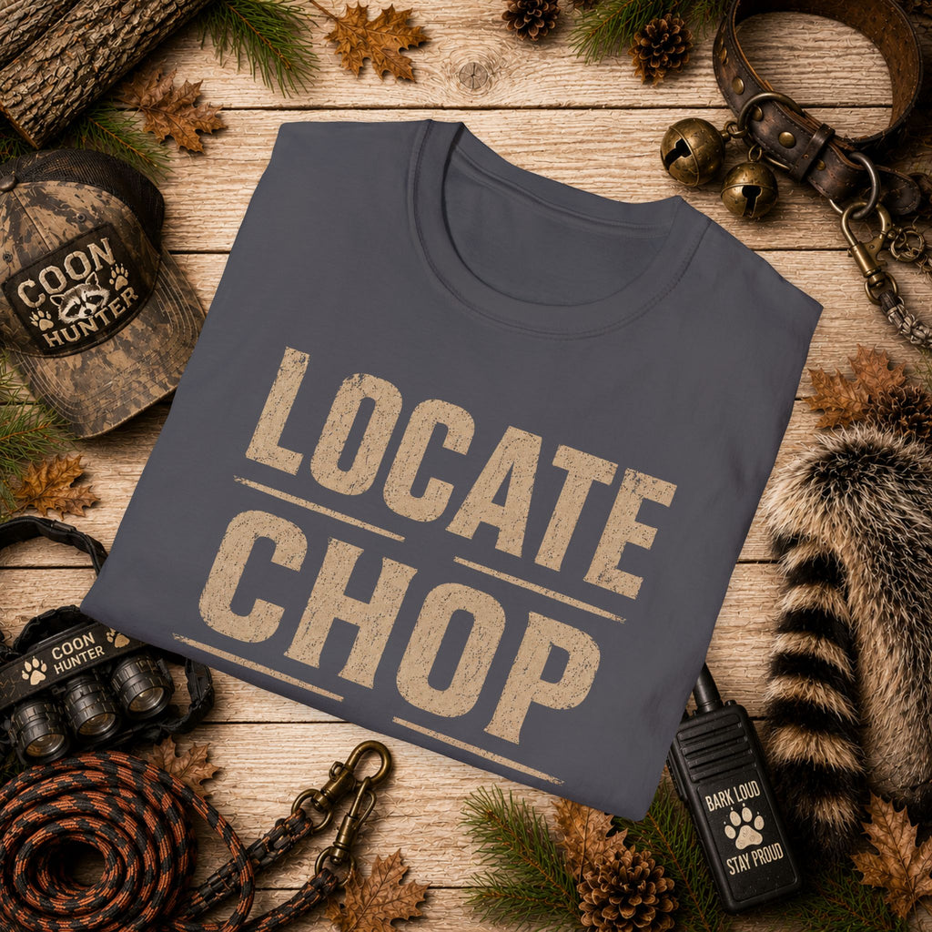 Locate Chop Tree Coon Hunting T-Shirt | Vintage Houndsman Graphic Tee | Wild Wonderful Wear