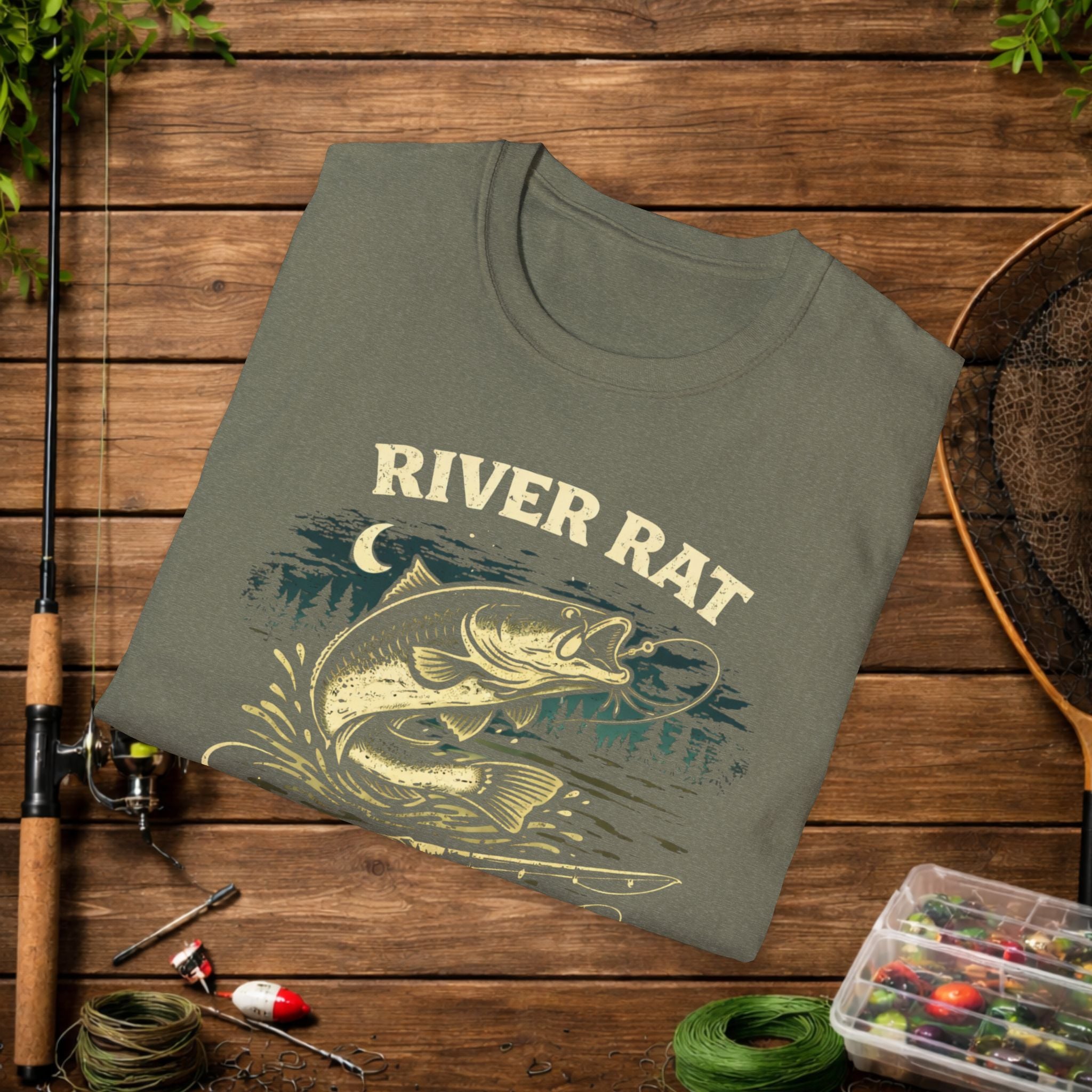 River Rat Catfishing Shirt – Midnight Catfishing Club Tee – Night Fishing T-Shirt – Catfish Angler Gift