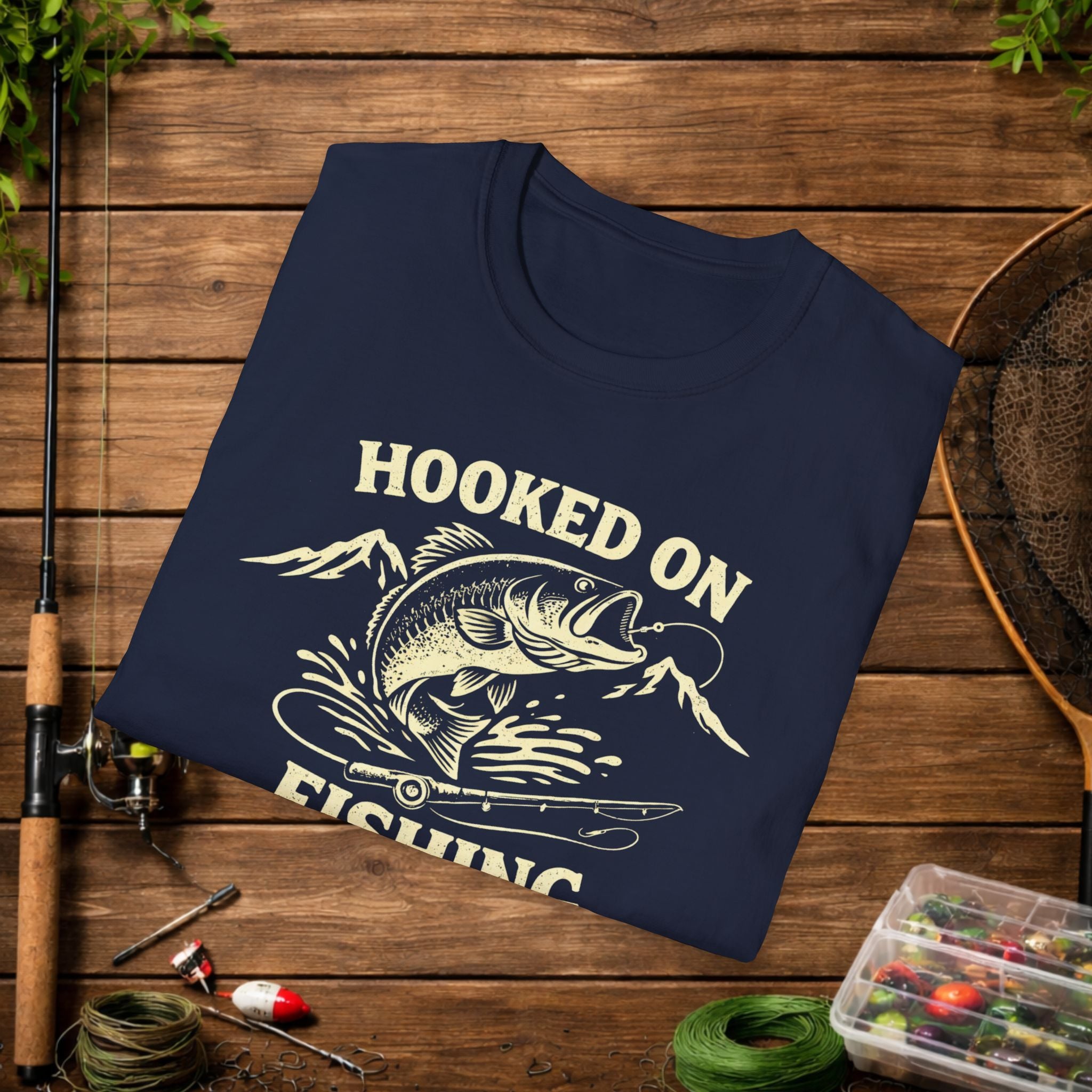 Hooked on Fishing Shirt – Bass Fishing T-Shirt – Funny Angler Tee – Largemouth Bass Fisherman Gift – Lake Fishing Shirt