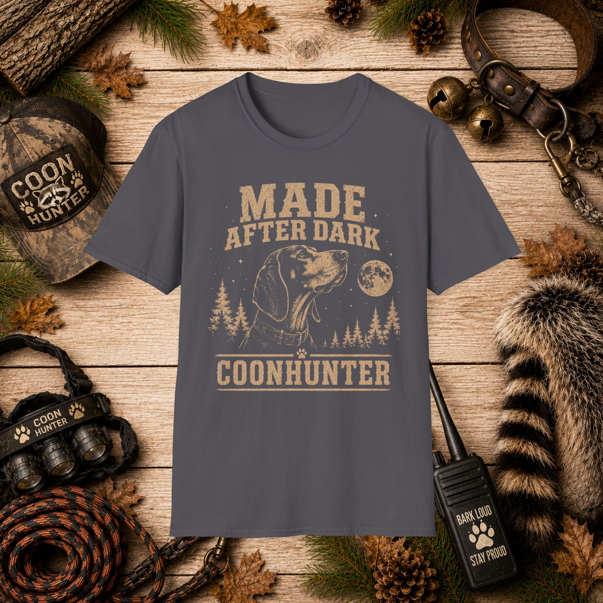 Made After Dark Coonhunter T-Shirt | Vintage Night Hunting Coonhound Tee | Wild Wonderful Wear